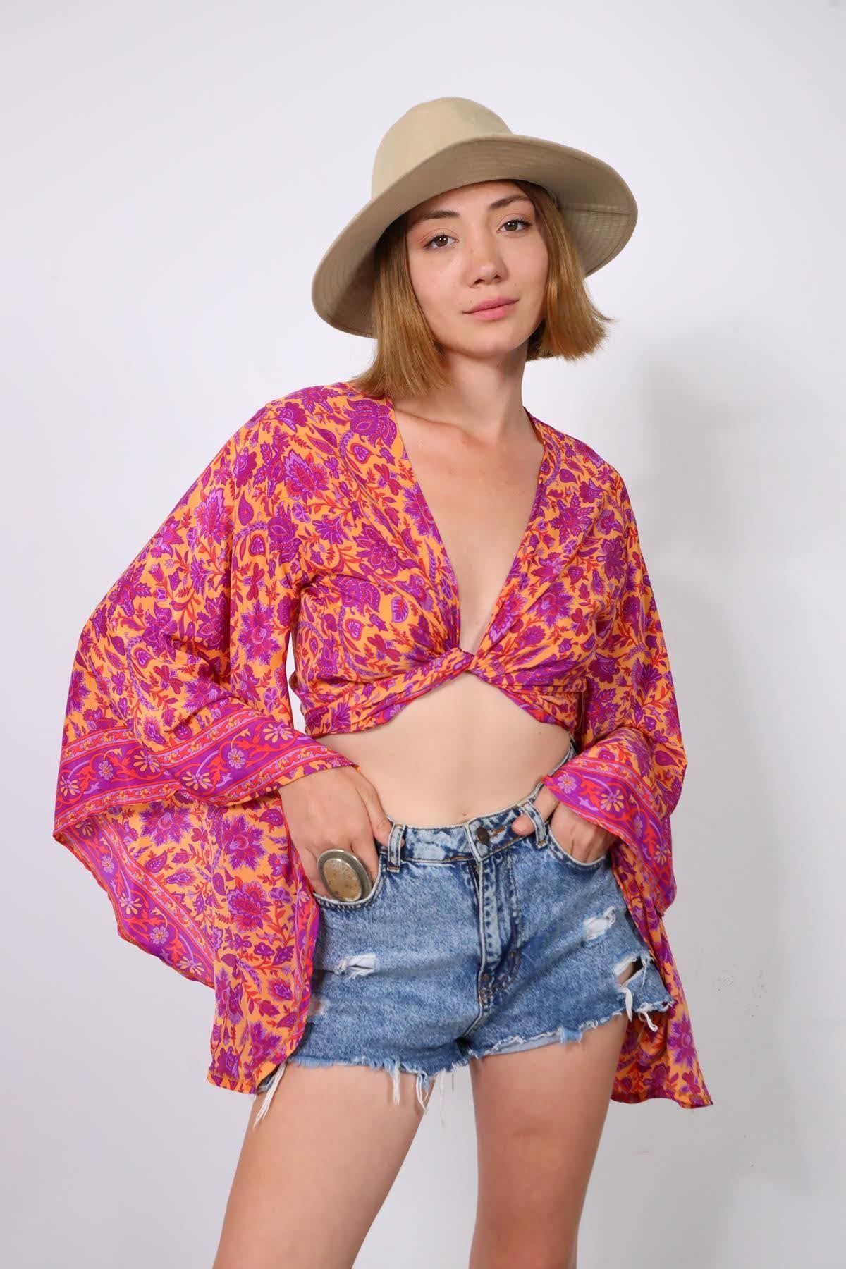 Mor Yarasa Kol İpek Bolero - Şaman Butik Mor Yarasa Kol İpek Bolero