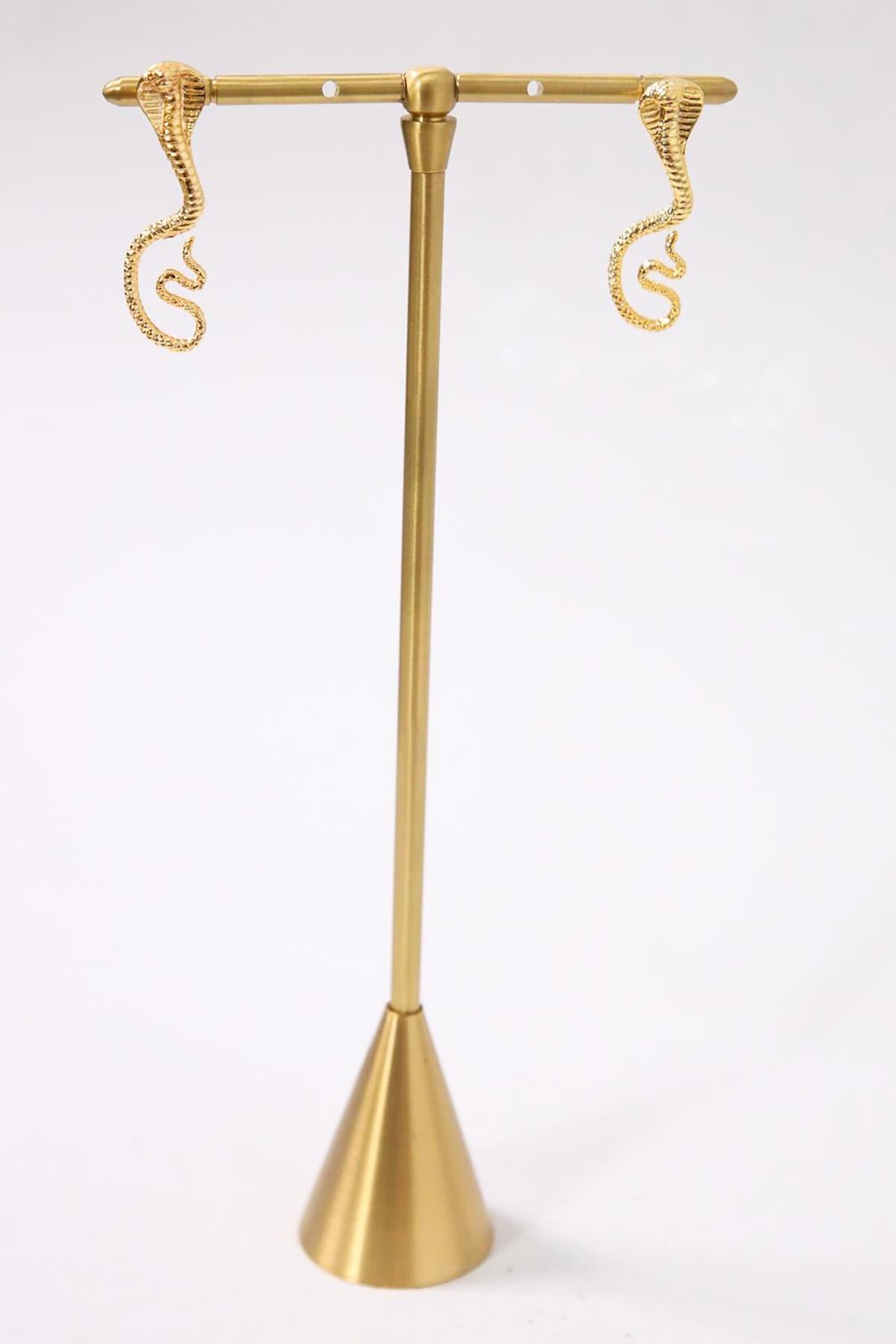 Kobra Yılanı Tasarım Altın Kaplama Küpe - Şaman Butik Kobra Yılanı Tasarım Altın Kaplama Küpe