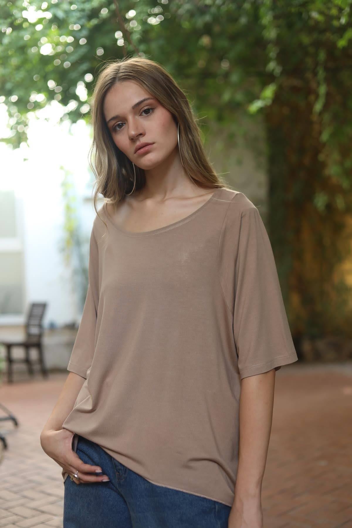 Sütlü Kahve Yanları Uzun Bluz