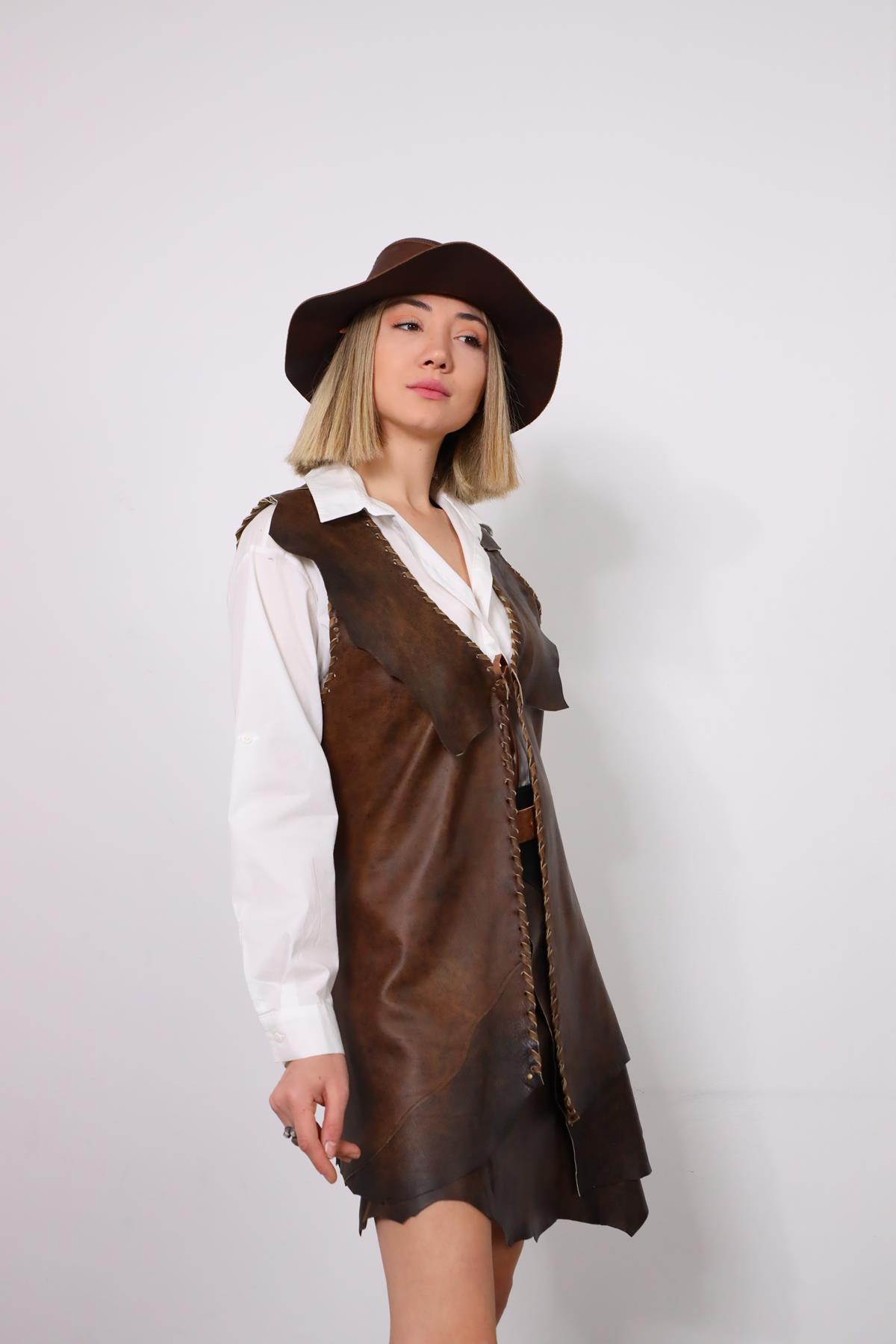 Long leather vest hot sale