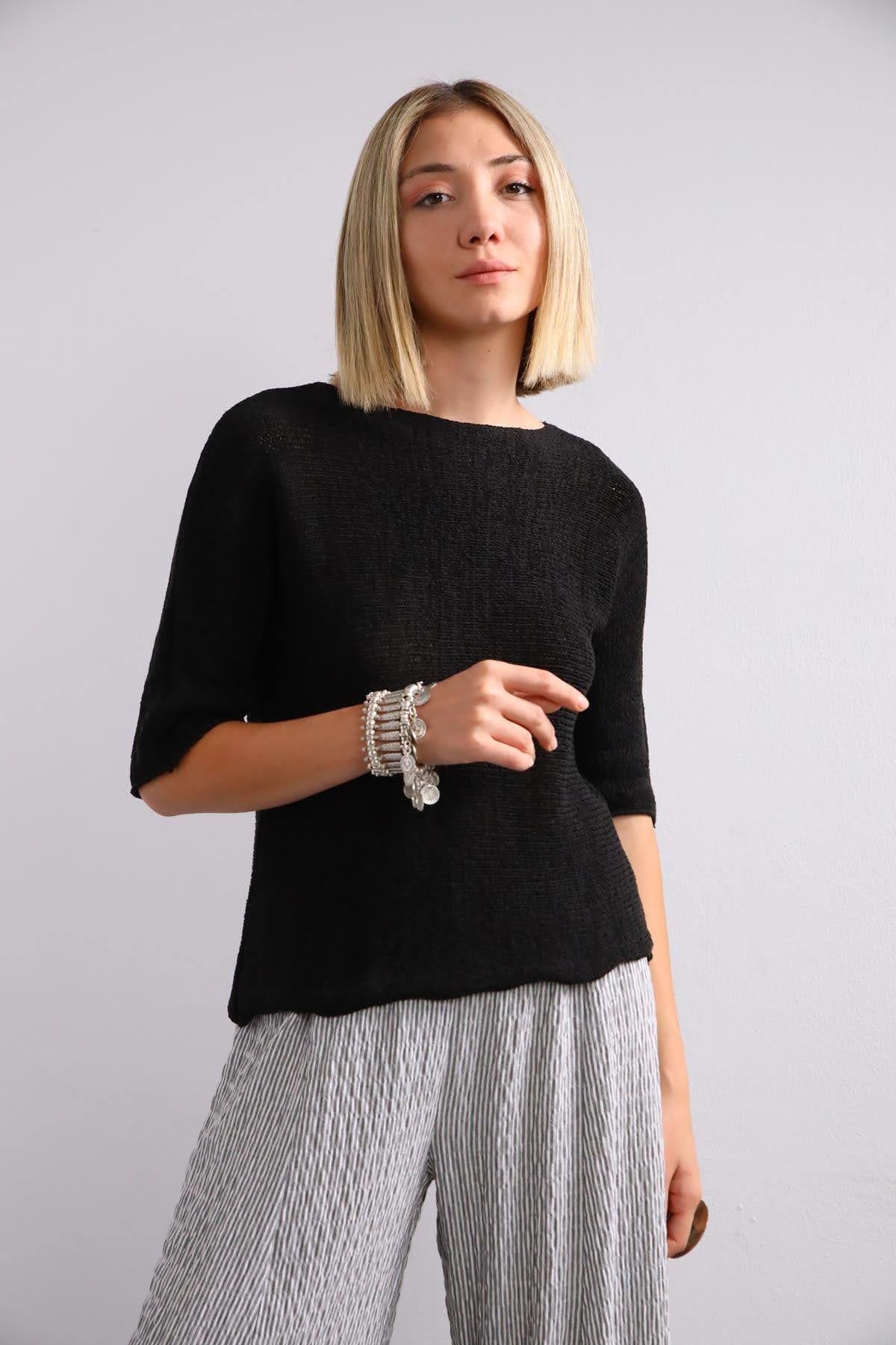 Siyah Yumuşak Doku Tensel Merserize Bluz - Şaman Butik - Bohem Giyim ve Aksesuar | Kadın & Erkek Siyah Yumuşak Doku Tensel Merserize Bluz