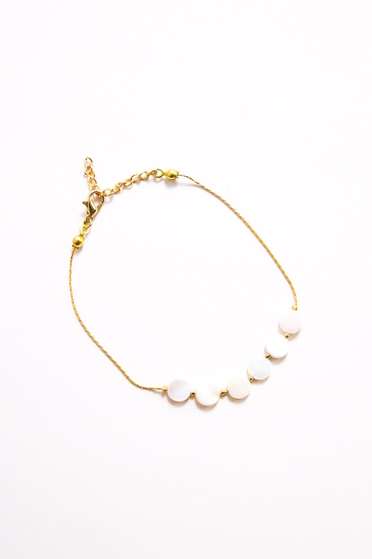  Beyaz Yuarlak Taş Detaylı Halhal