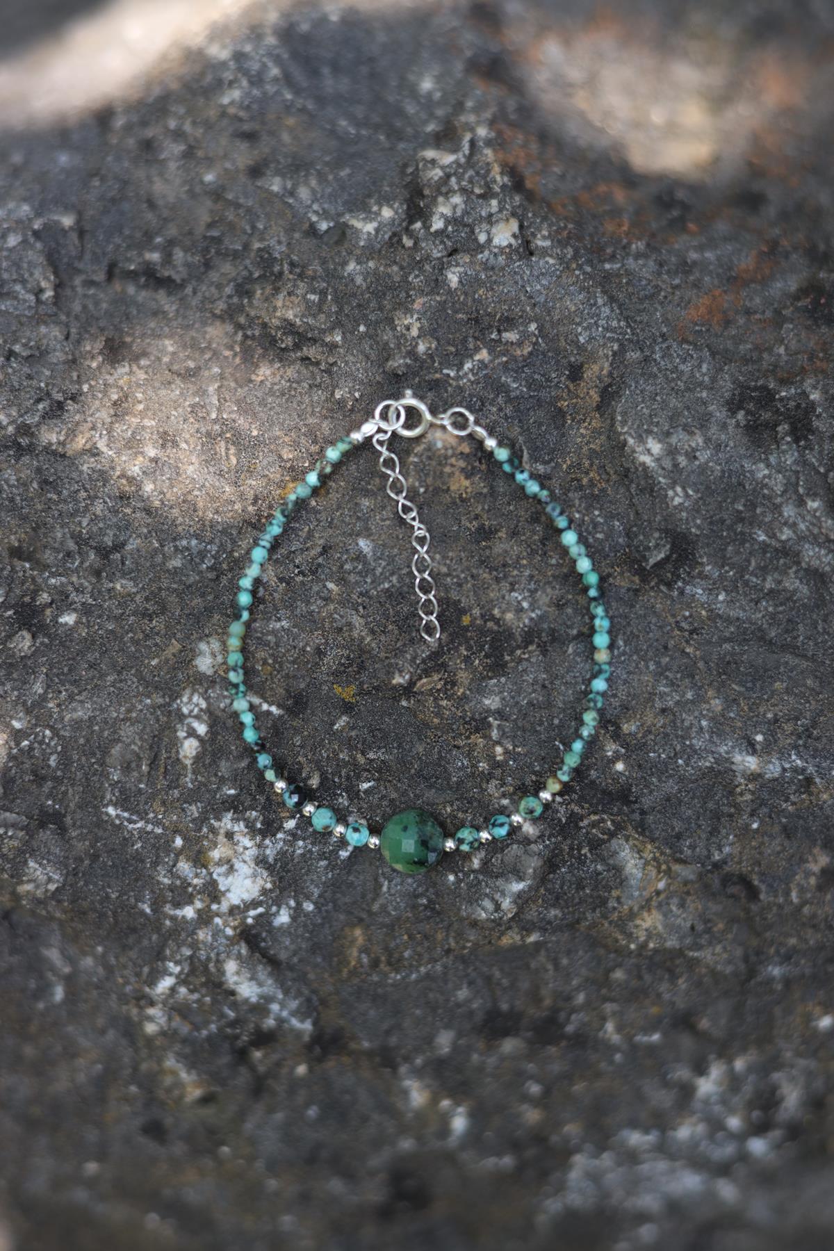 Turkuaz ve Gümüş Bileklik