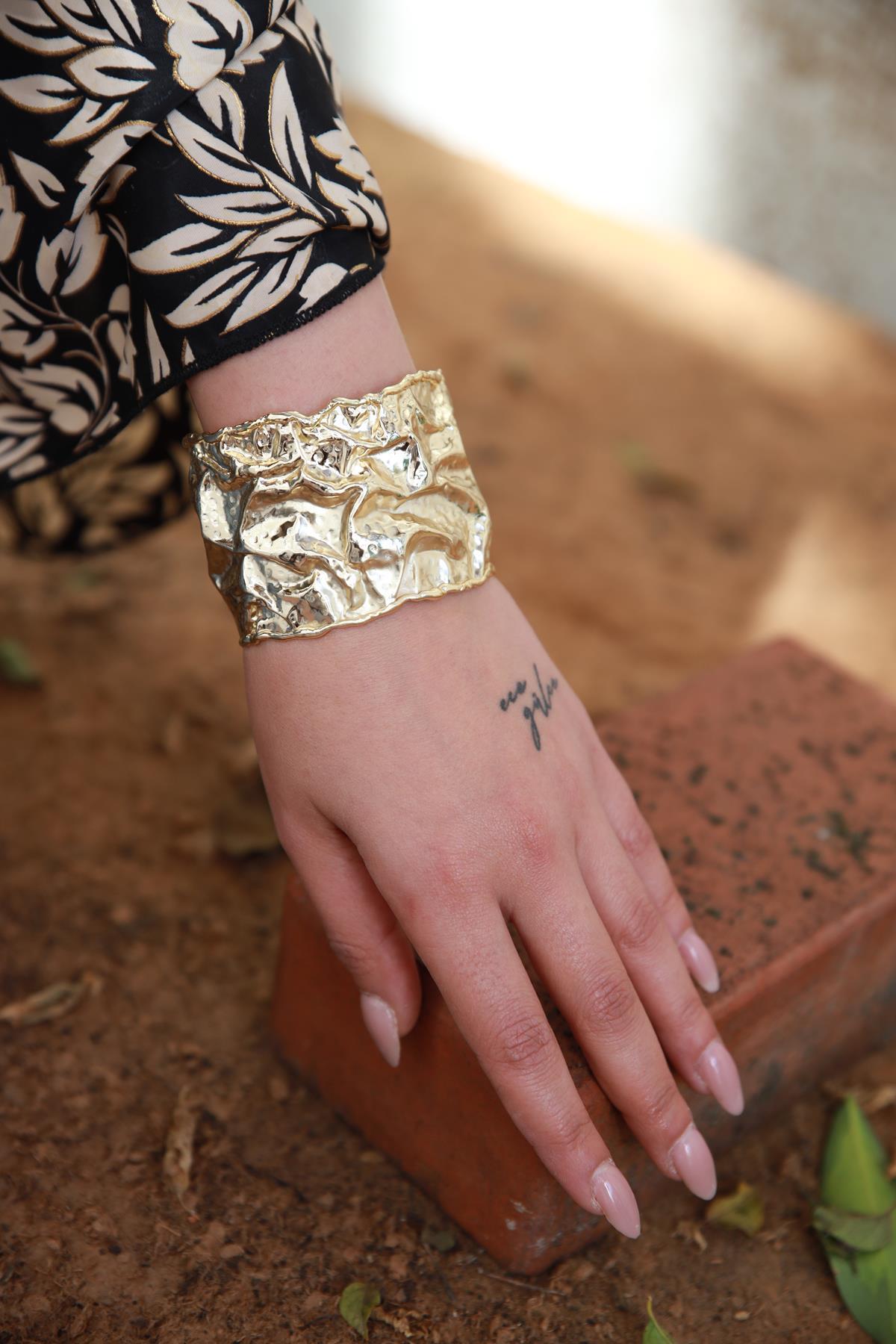 Dövme Altın Kaplama İnce Bileklik