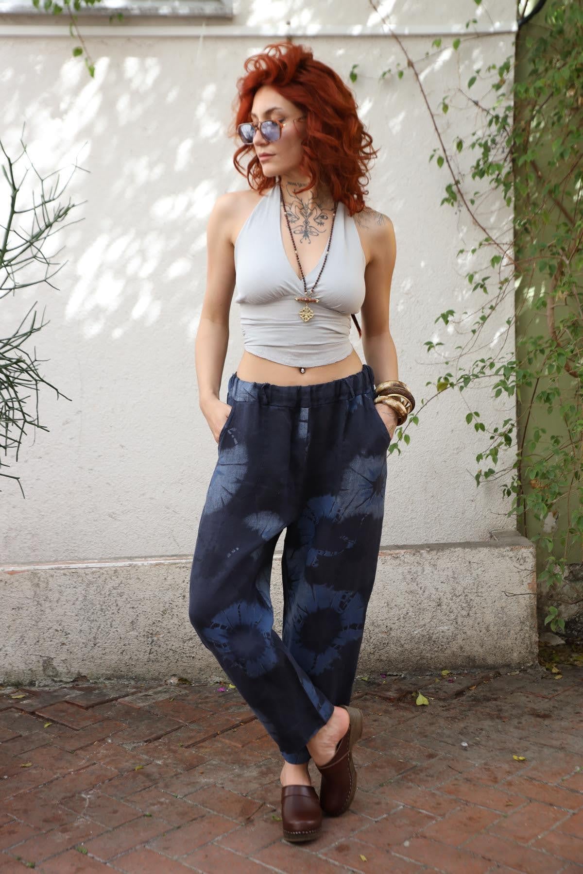 Lacivert Batik Desenli Judith Pantolon