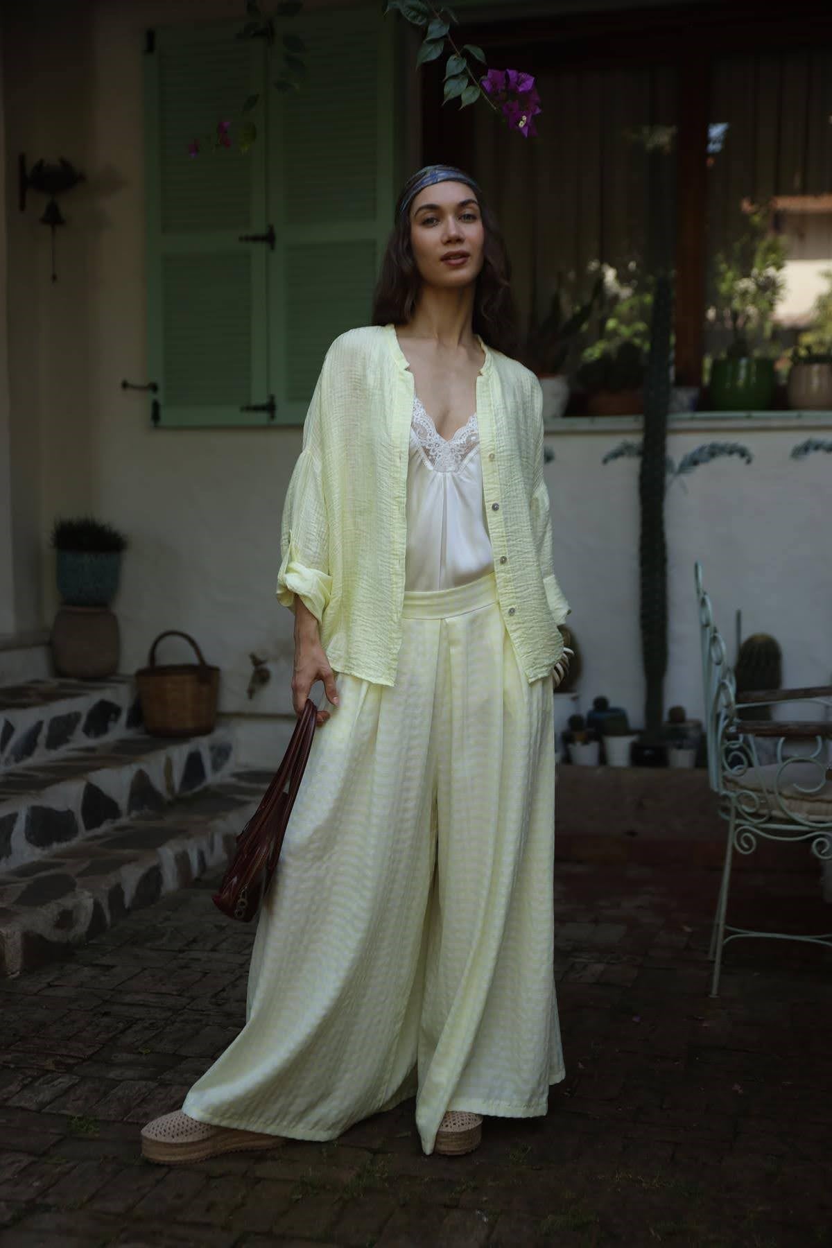 Butter Yellow Ekose Pantolon