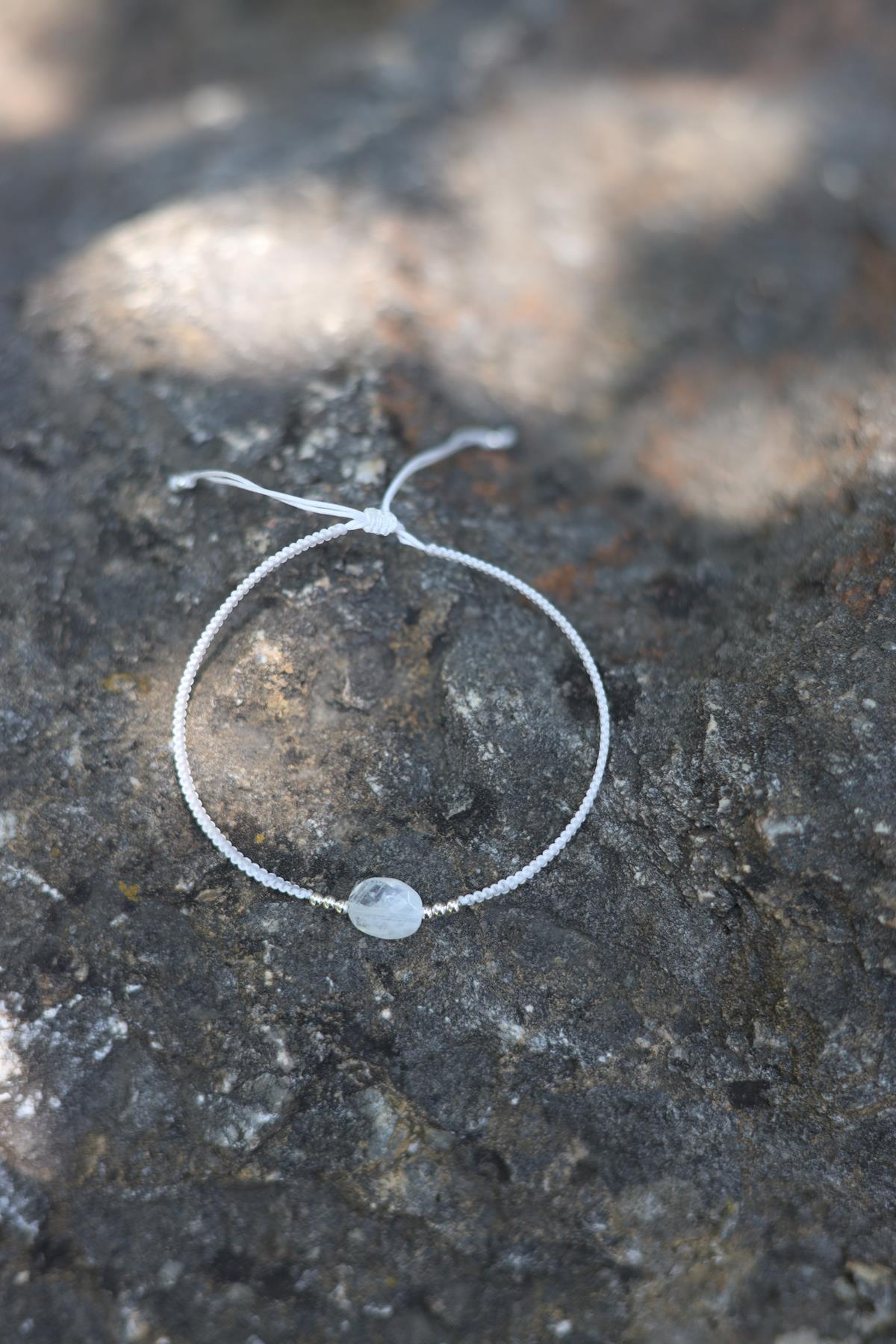 Ay Taşı Detaylı Gümüş Bileklik