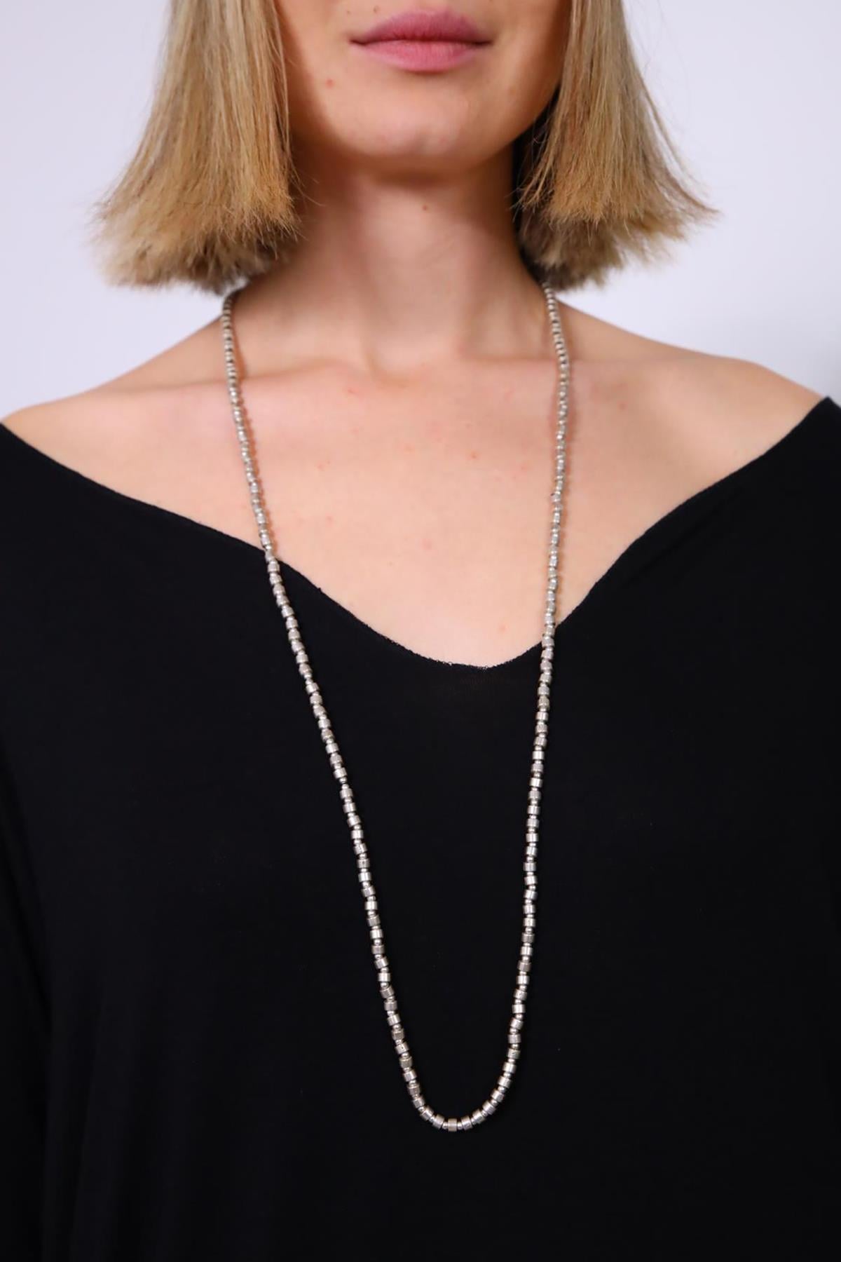  Gümüş Kaplama Uzun Kolye