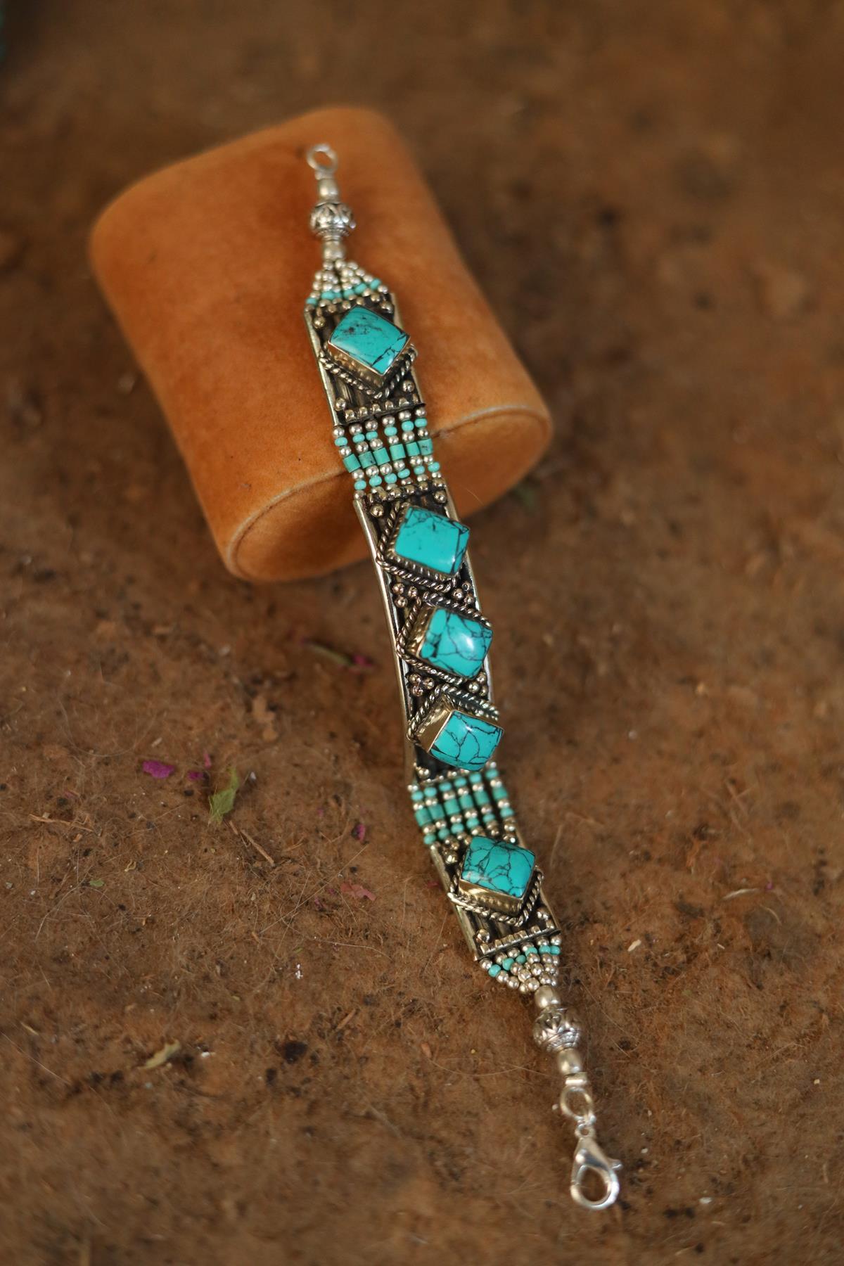 Turkuaz Alpaka Bileklik