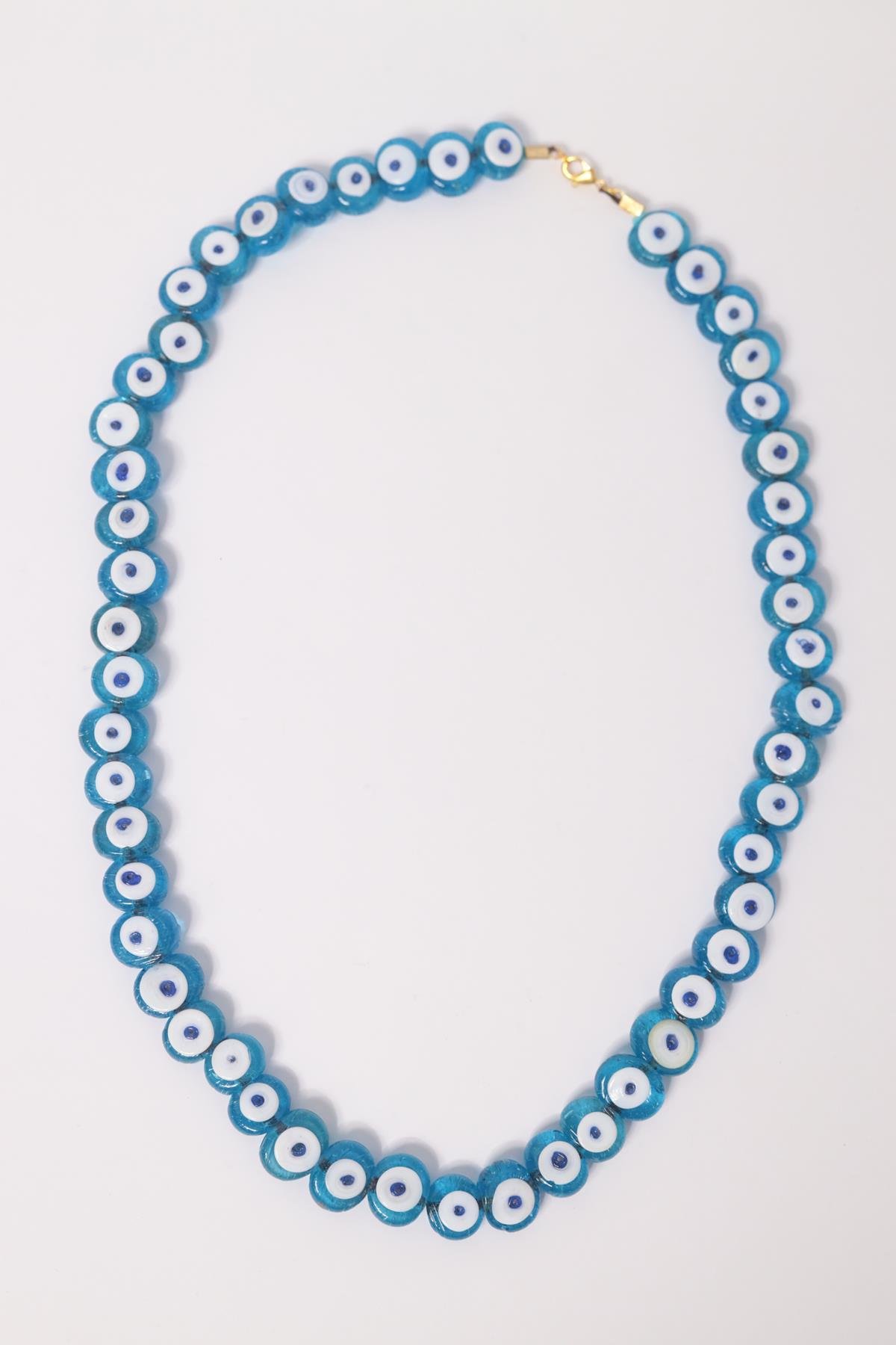 Mavi Cam Nazar Boncuklu Tasarım Kolye