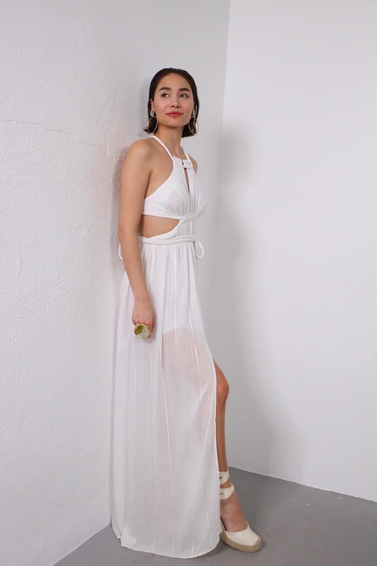 White Slit Elegant Dress White Slit Elegant Dress