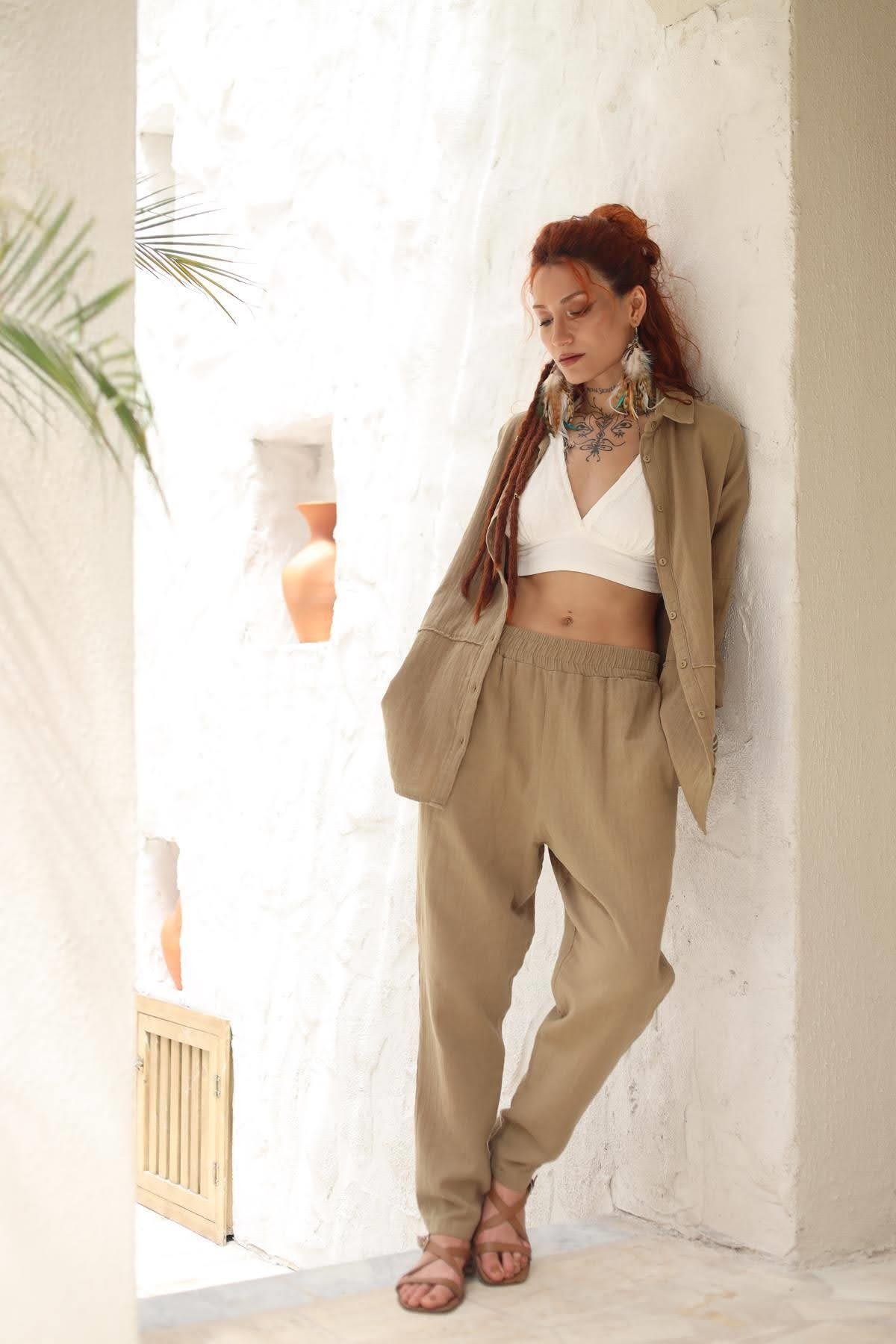 Olive Green Shirt and Pants Set