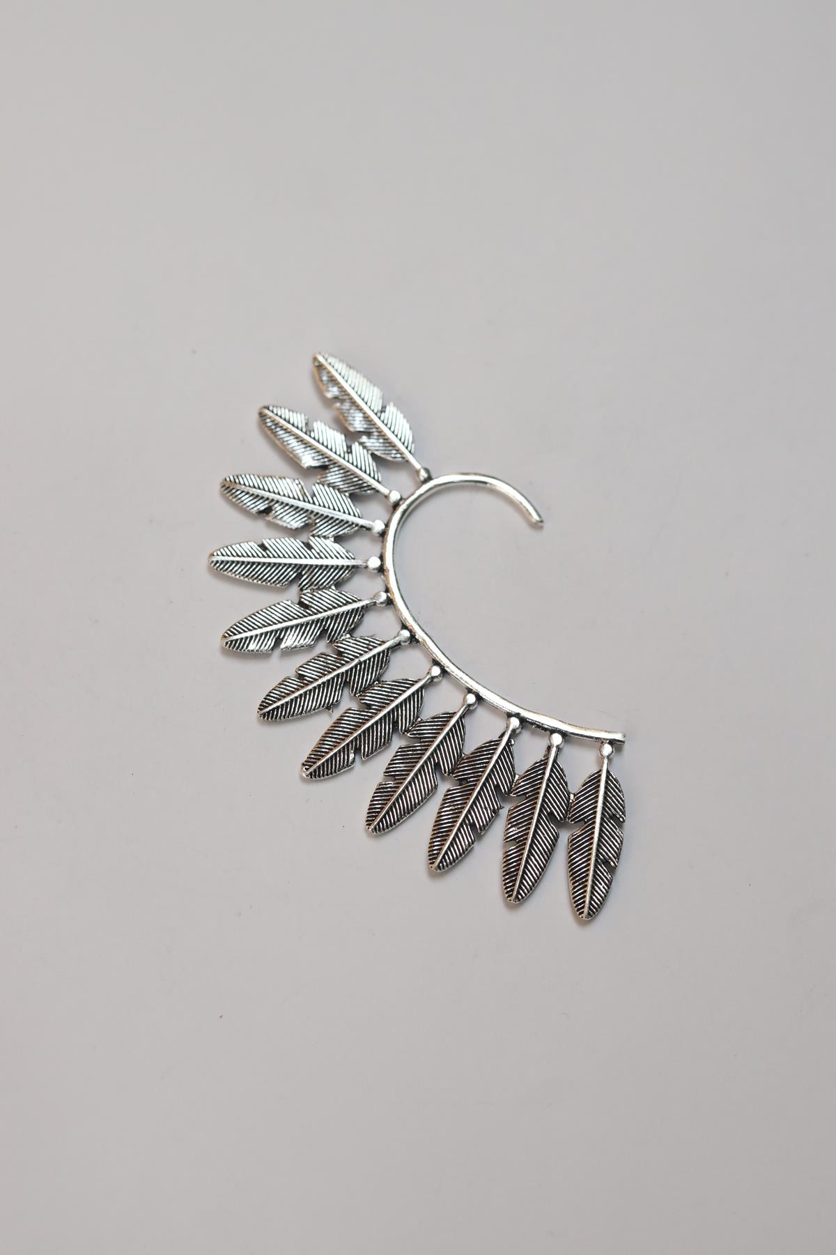Düşük Ayar Gümüş Büyük Desenli Ear Cuff
