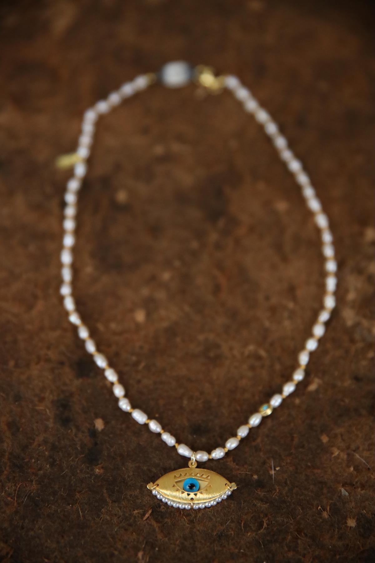 İnci Detaylı Gümüş Kolye