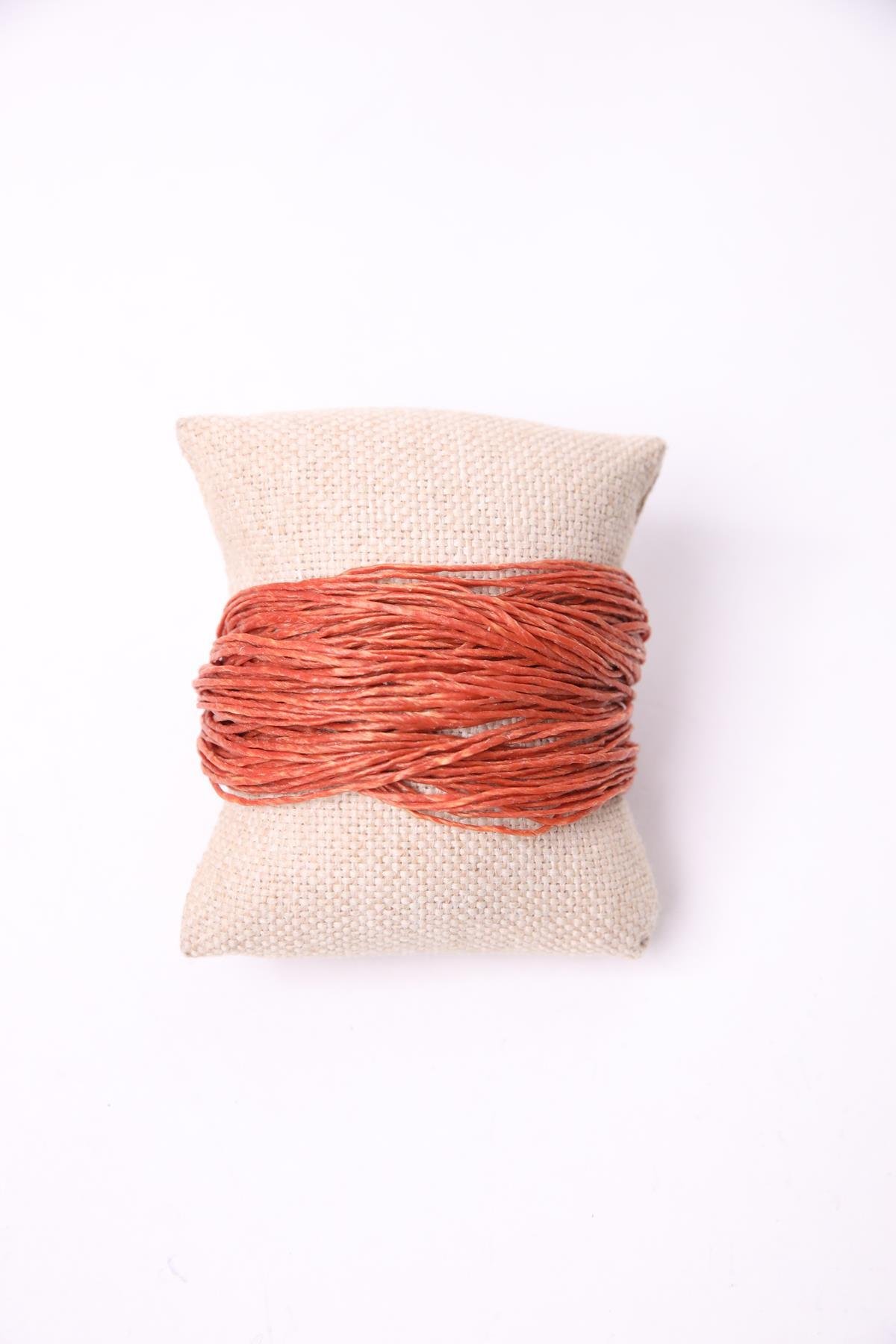 Kiremit Rengi Çoklu Mumlu İp Bileklik