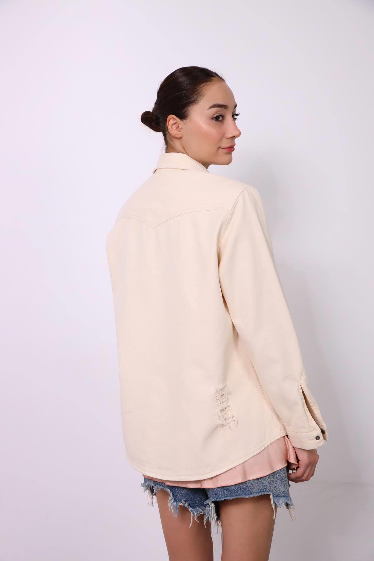 Cream Color Jeans Jacket