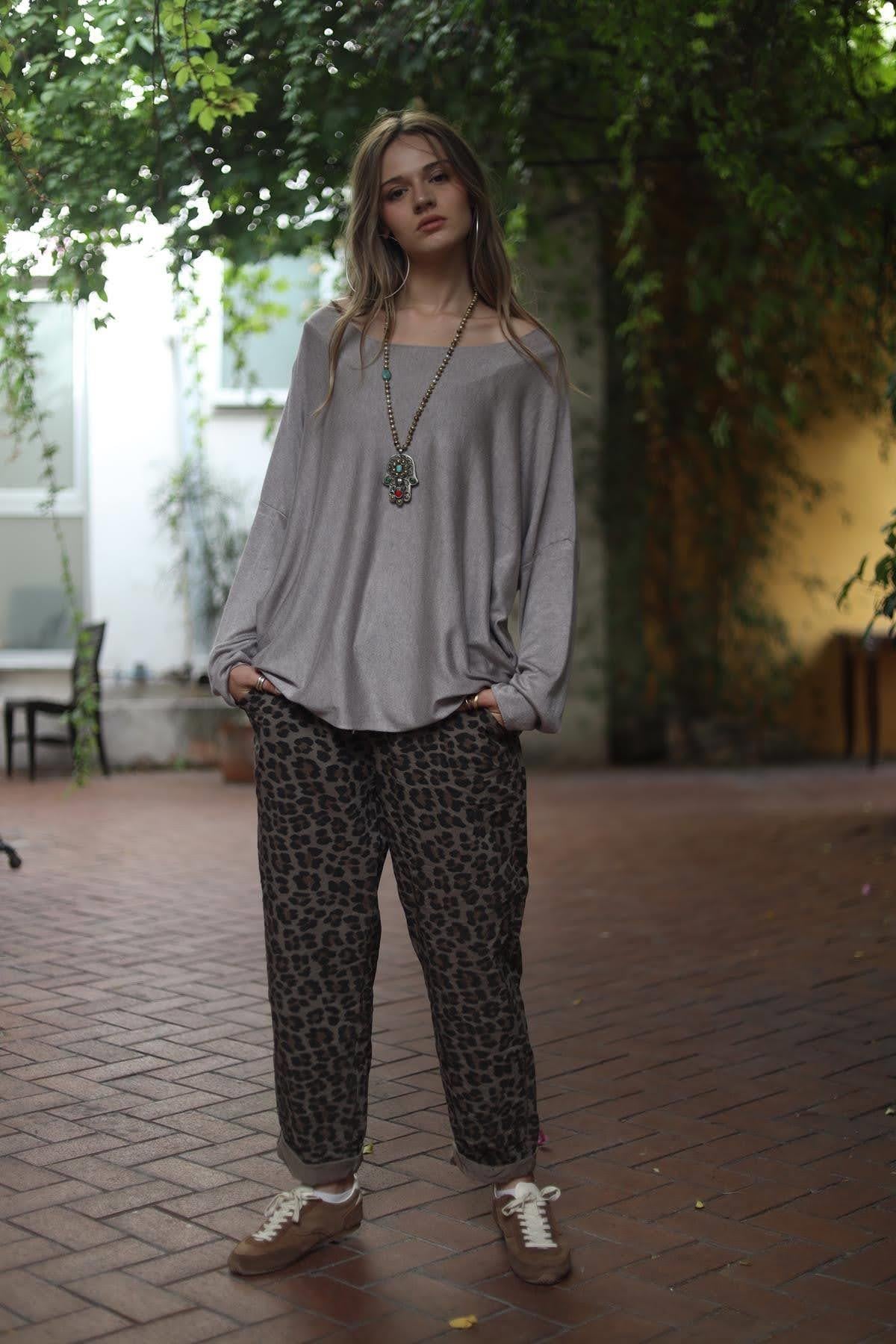 Vizon Rengi Salaş Yumuşak Doku Bluz