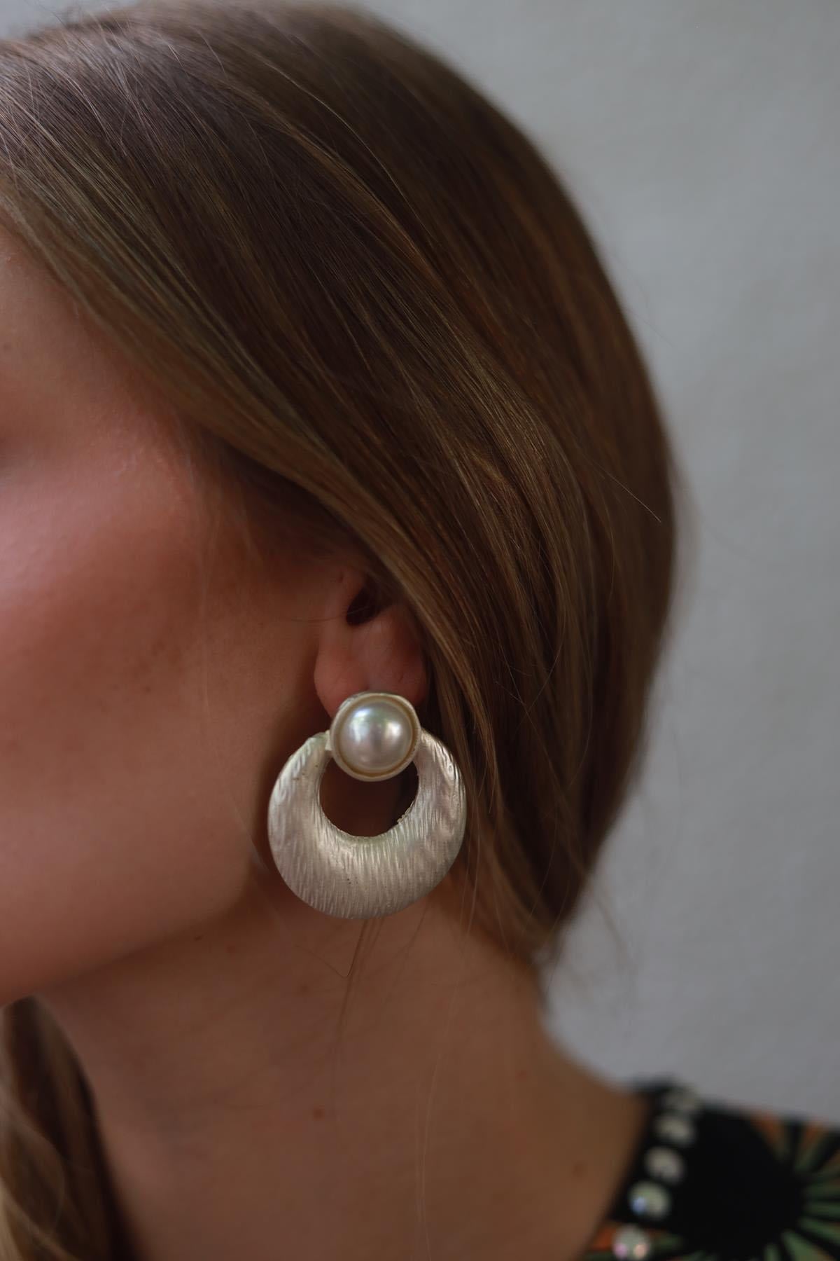 Pearl Detailed Hoop Earrings