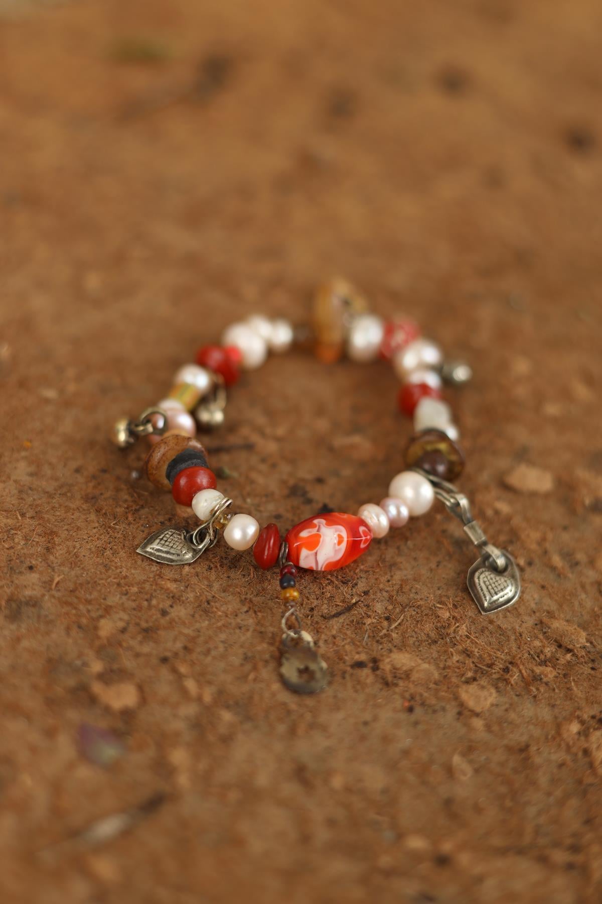 Akik Detaylı İnci Bileklik