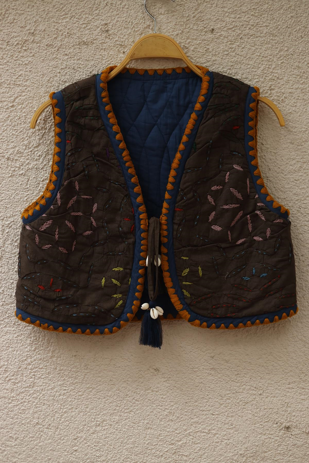 Dark Mink Seashell Fringed Vest