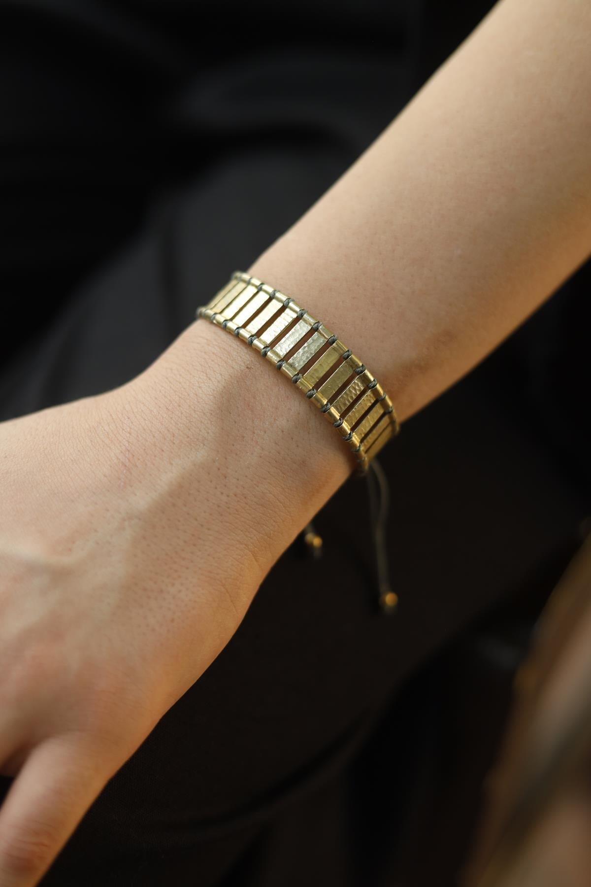 Alloy Madeni Gri İpli El Yapımı Bileklik