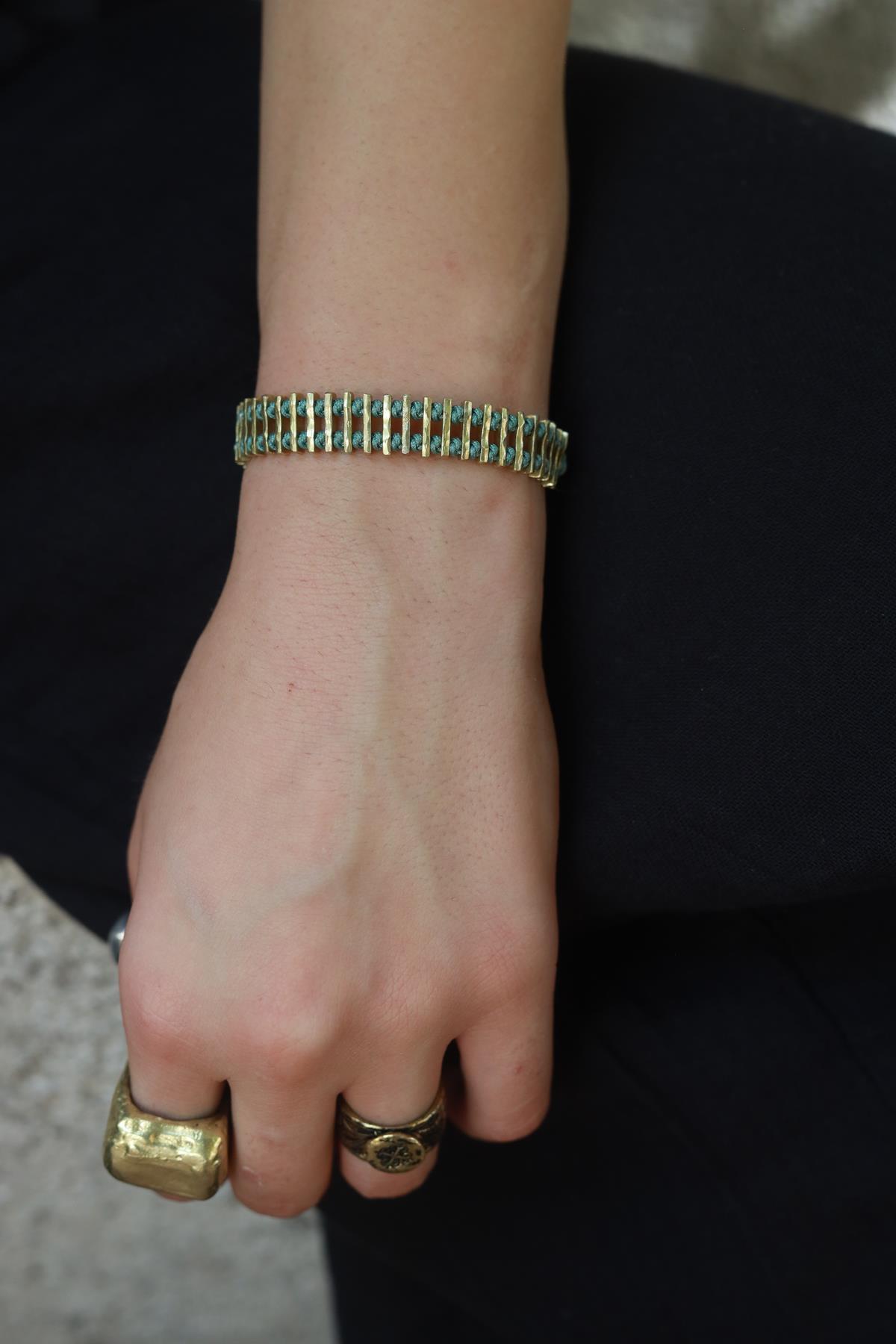 Alloy Madeni Turkuaz İpli El yapımı Bileklik