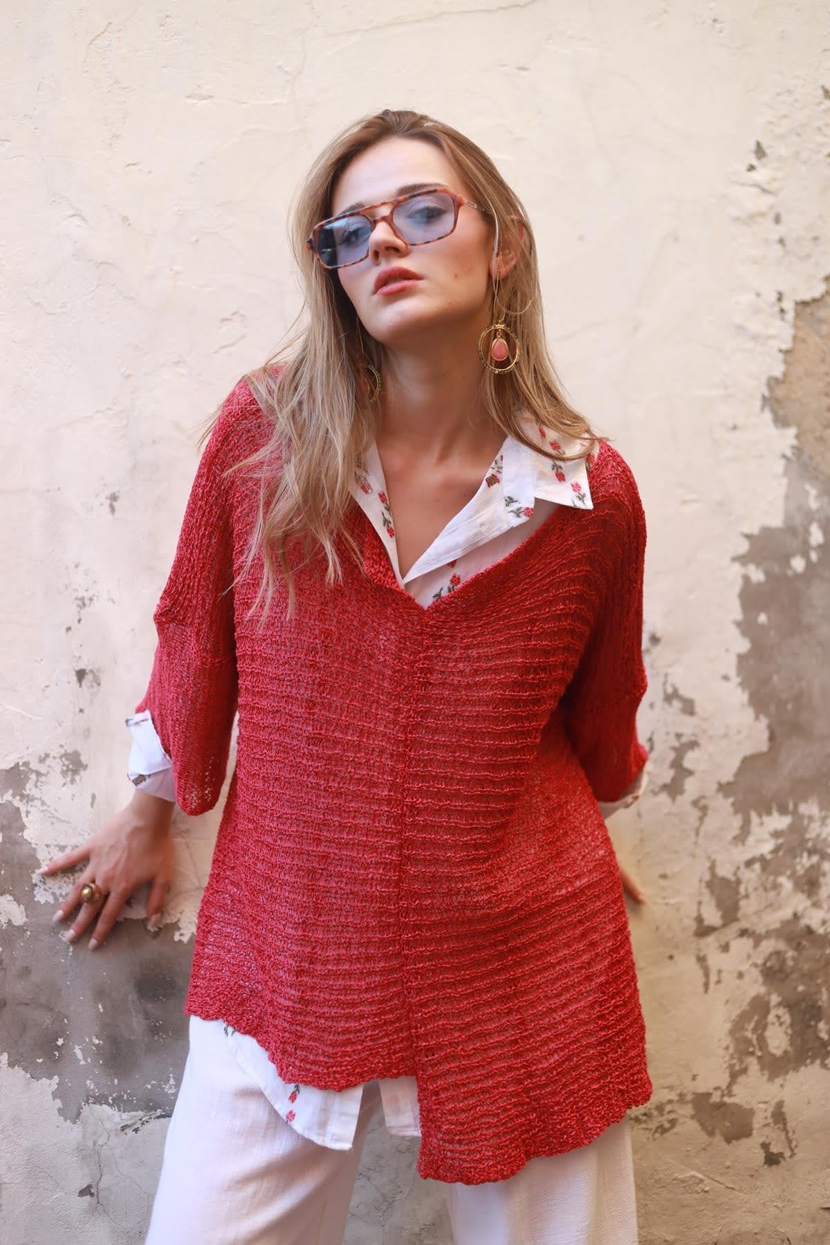Pink Lightweight Knitted Blouse