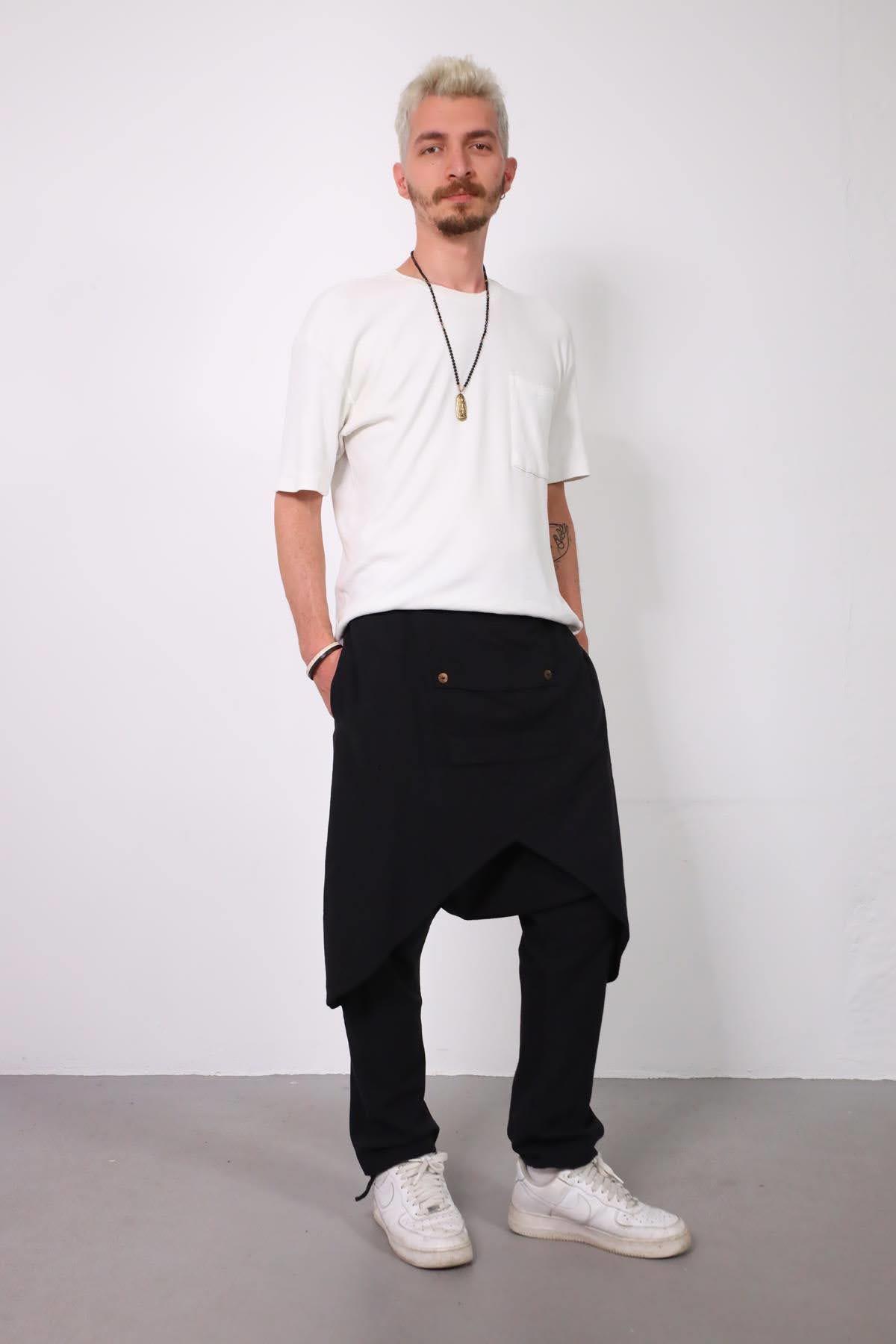 Siyah Kapaklı Diego Şalvar - Şaman Butik Siyah Kapaklı Diego Şalvar