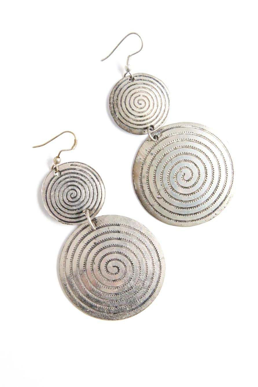  Spiral Desen Gümüş Kaplama Küpe