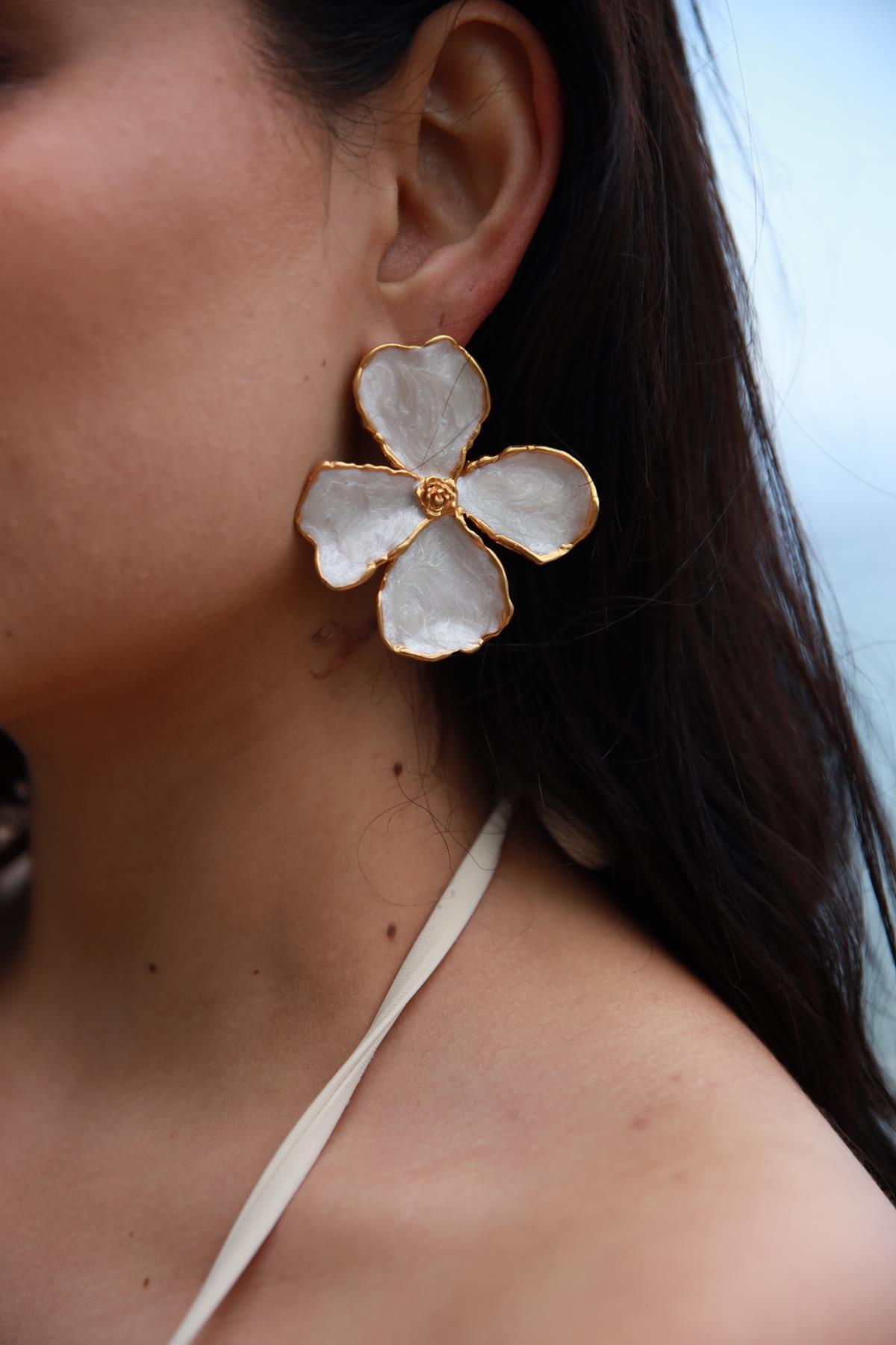 Altın Kaplama Bronz El Yapımı Emaye Küpe