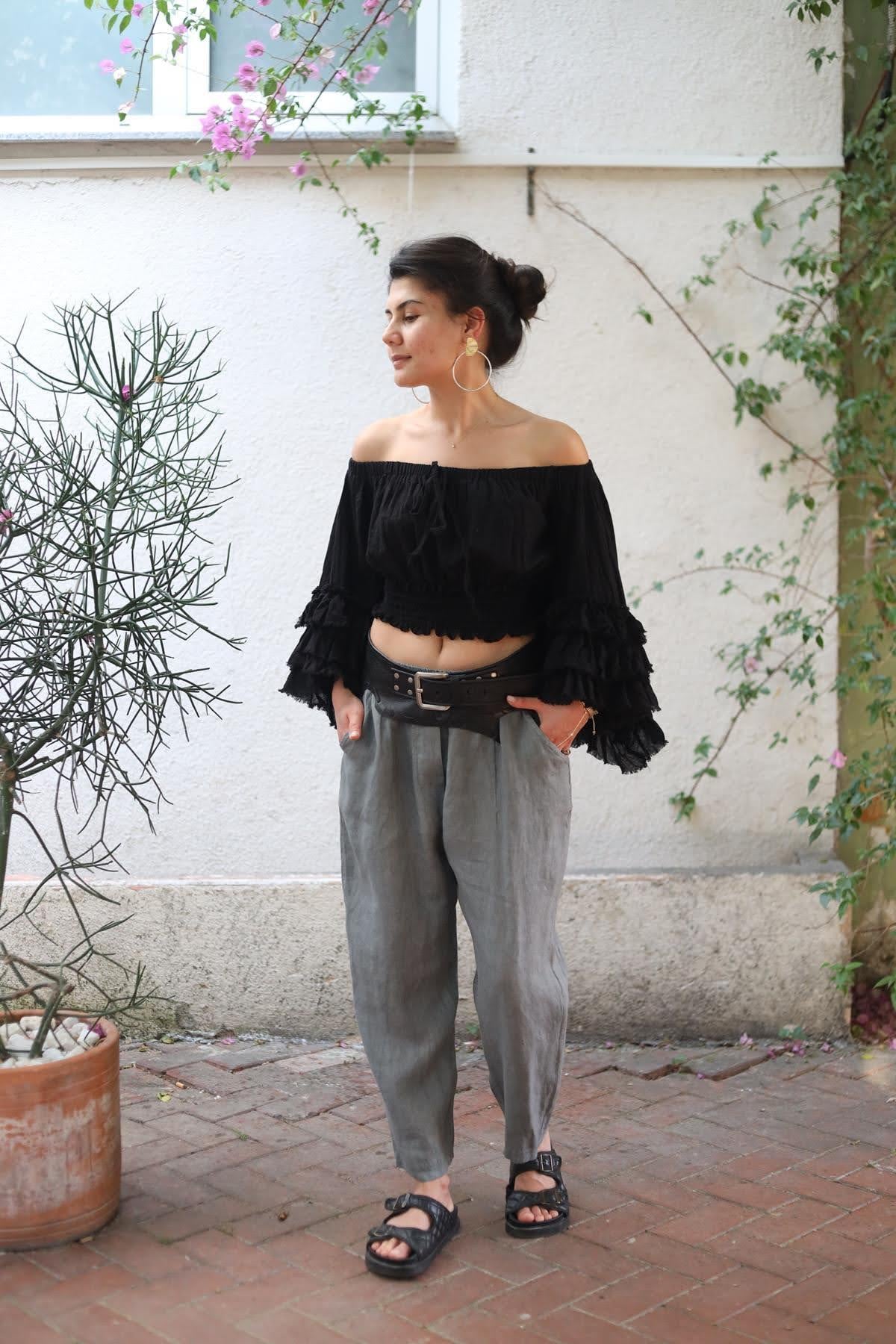 Gri Beli İpli Judith Pantolon