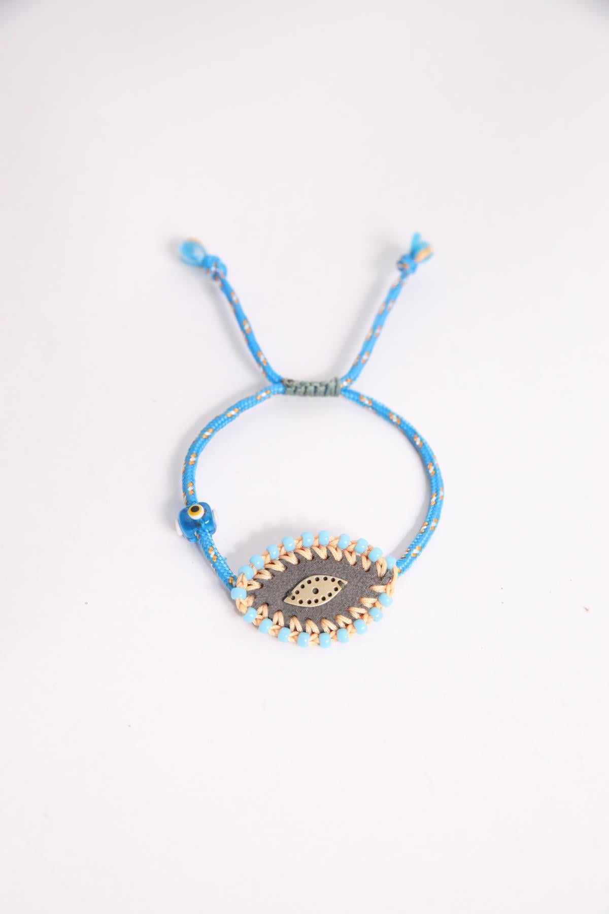 Gri Keçe Tabanlı Gümüş Parçalı Bileklik