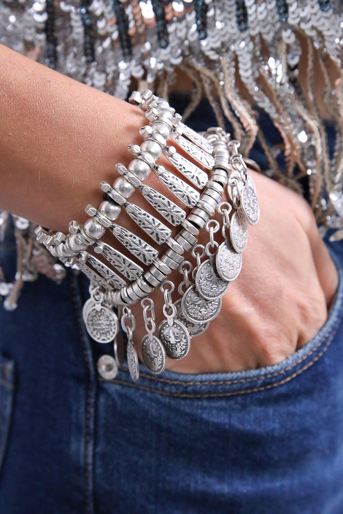 Çoklu Antik Para Detaylı Gümüş Kaplama Bileklik - Şaman Butik Çoklu Antik Para Detaylı Gümüş Kaplama Bileklik