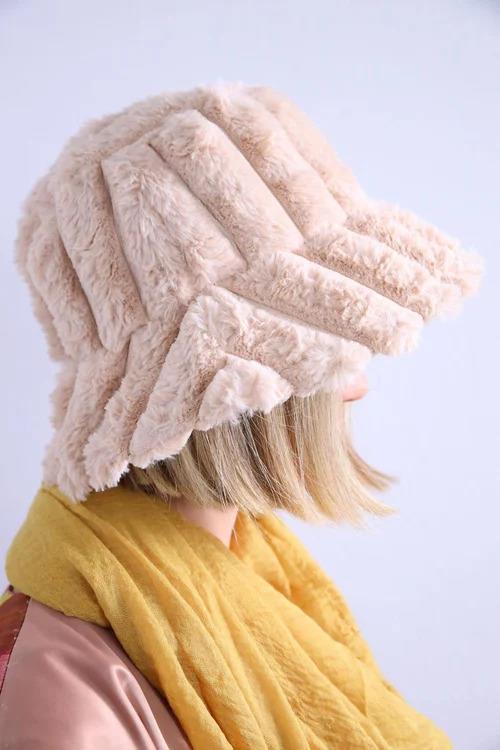  Sütlü Kahverengi Peluş Bucket Şapka