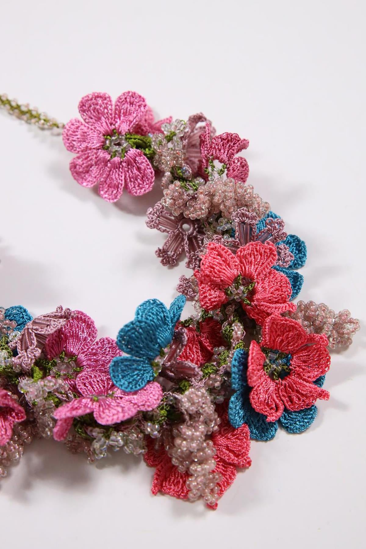 Boncuklu İğne Oyası Tasarım Kolye - Şaman Butik Boncuklu İğne Oyası Tasarım Kolye