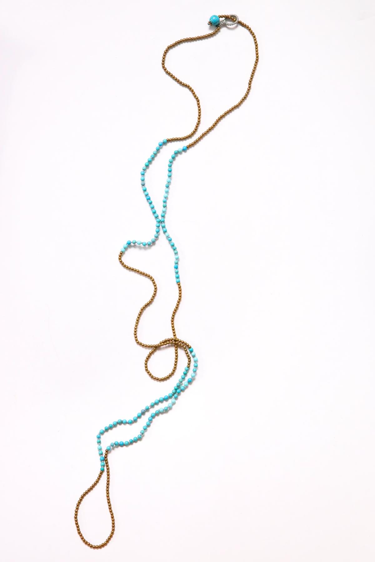 Gerçek Turkuaz İnci Bronz Kolye - Şaman Butik Gerçek Turkuaz İnci Bronz Kolye