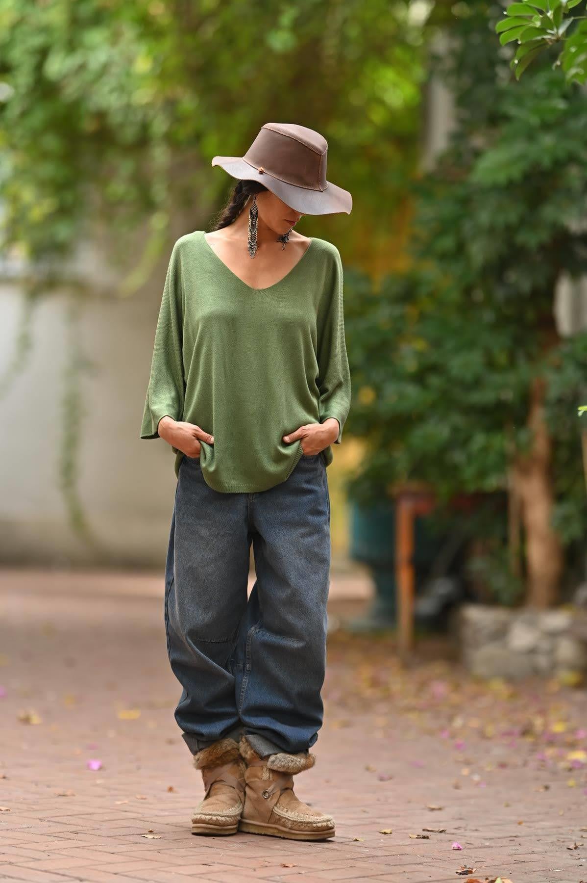 Haki V Yaka Modal Bluz