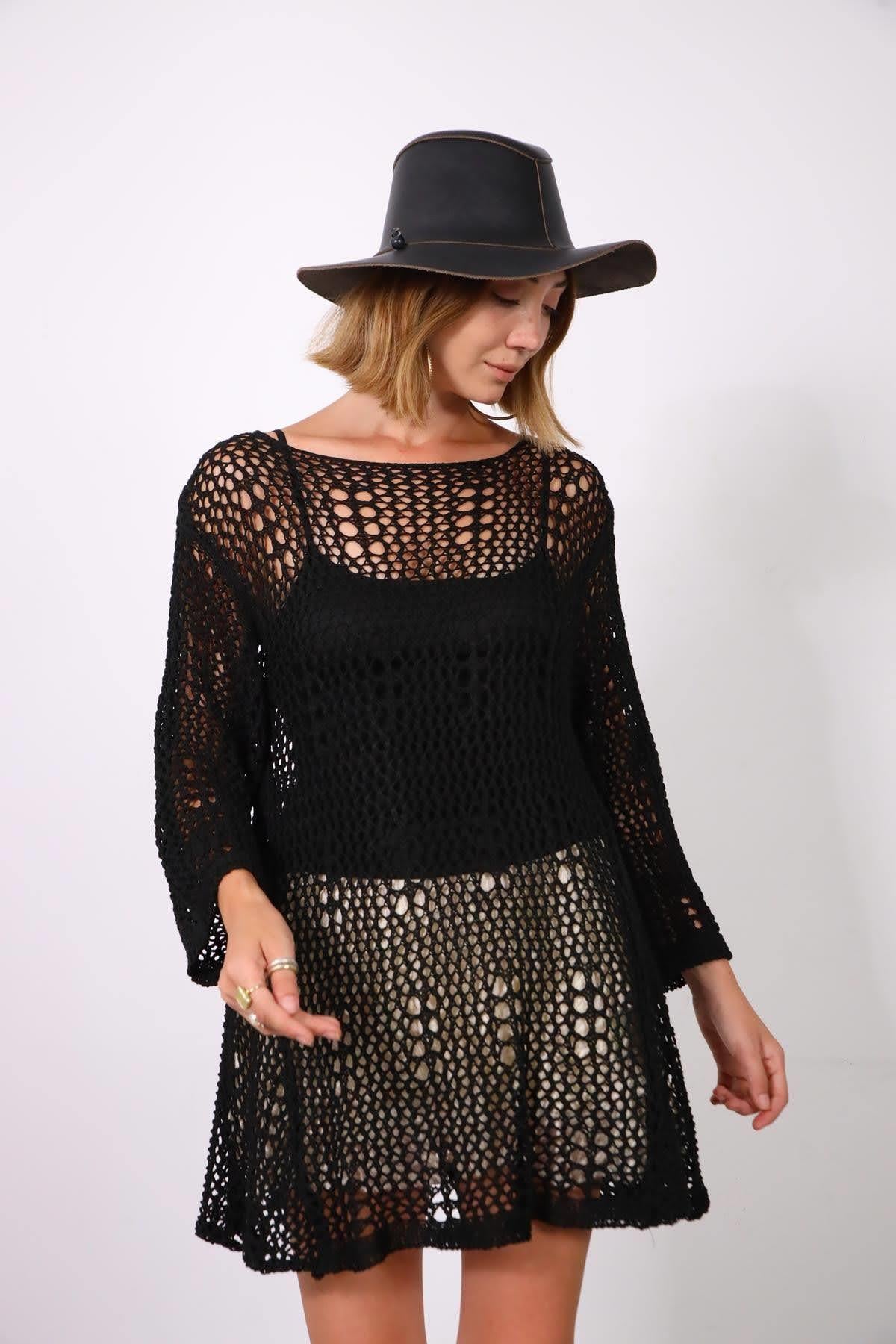 Siyah Lase Triko Bluz - Şaman Butik Siyah Lase Triko Bluz