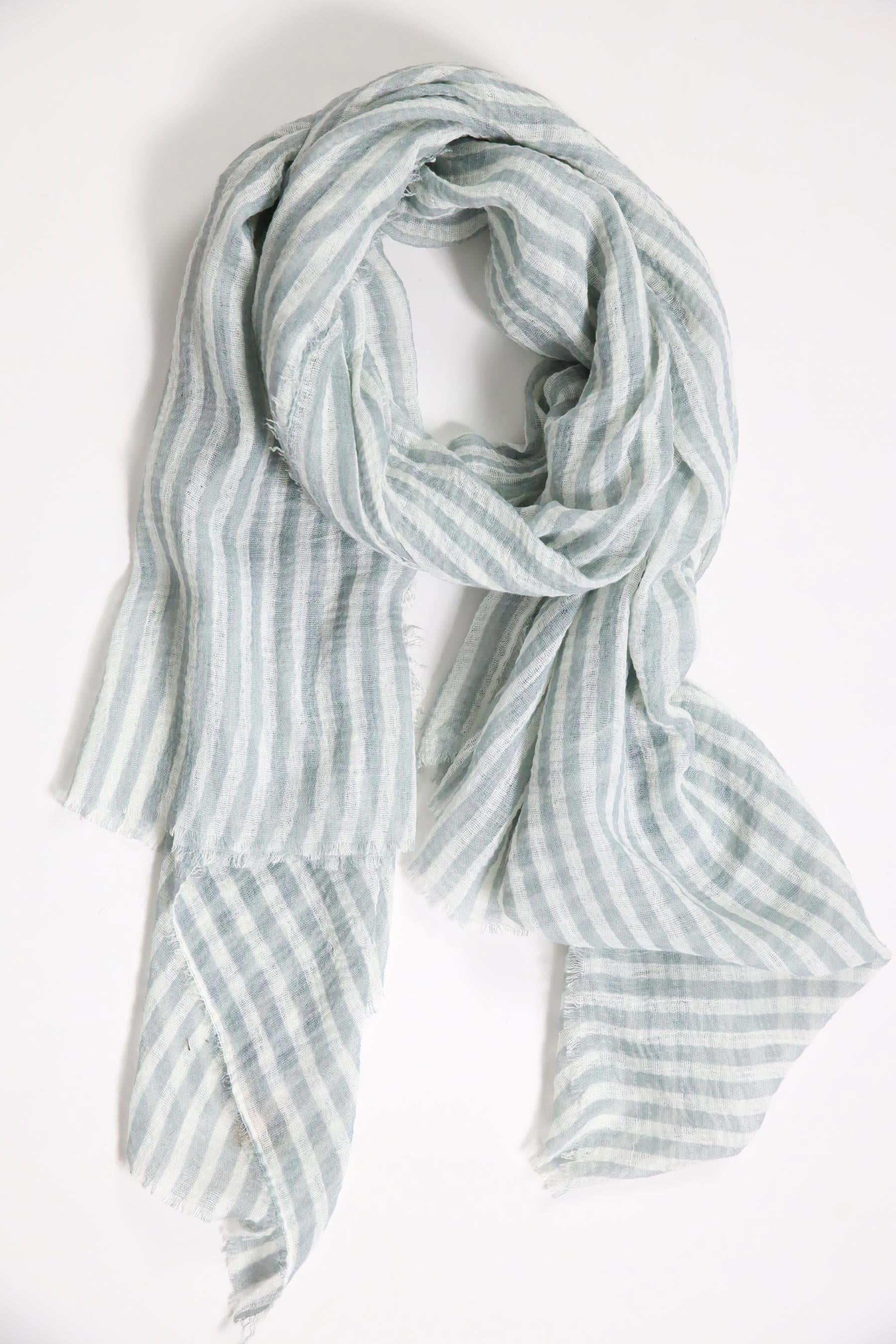 Buz Mavisi Şeritli Şal - Şaman Butik Buz Mavisi Şeritli Şal
