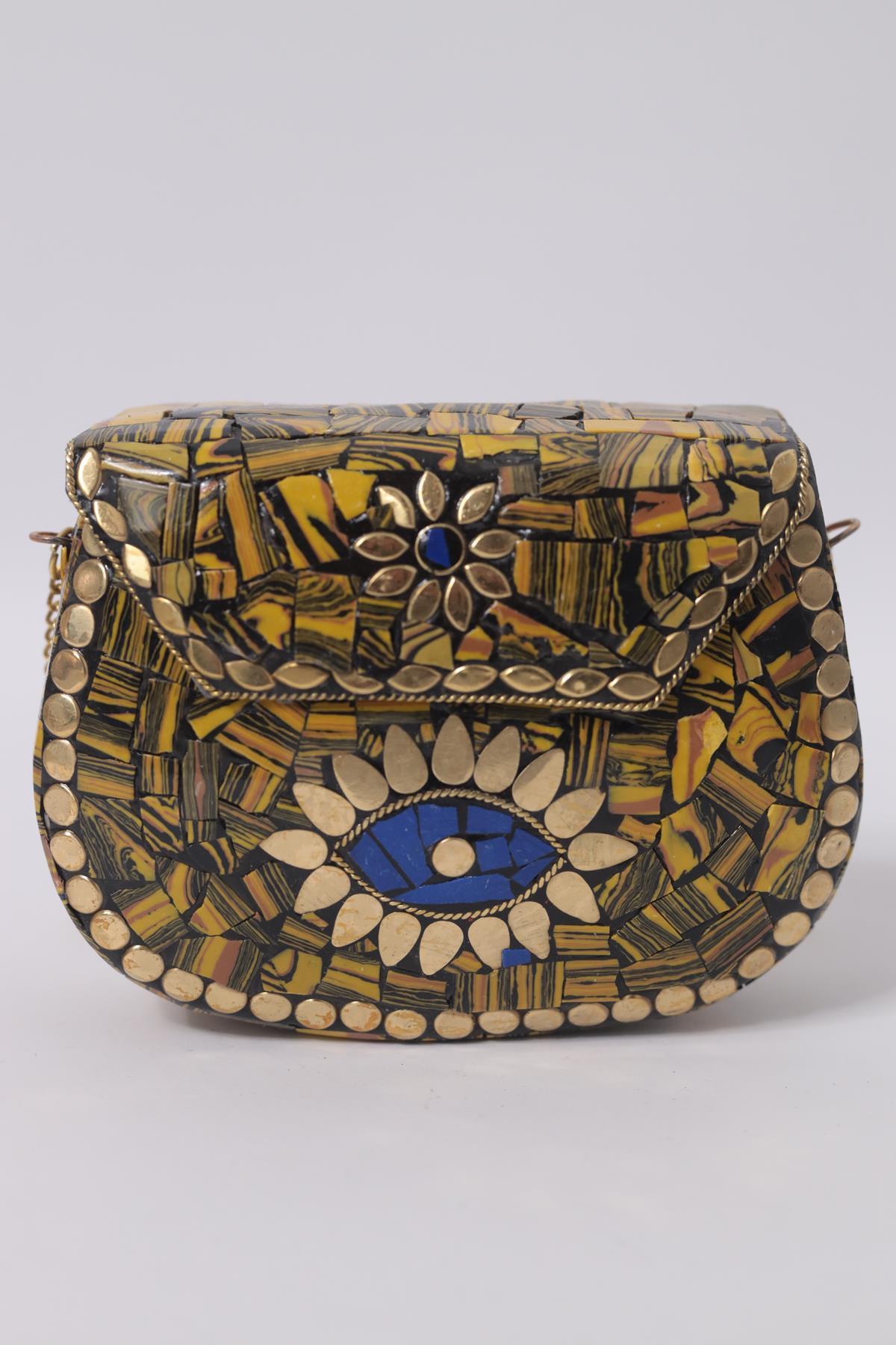 Hardal Rengi Taşlı Özel Tasarım Zarif Çanta