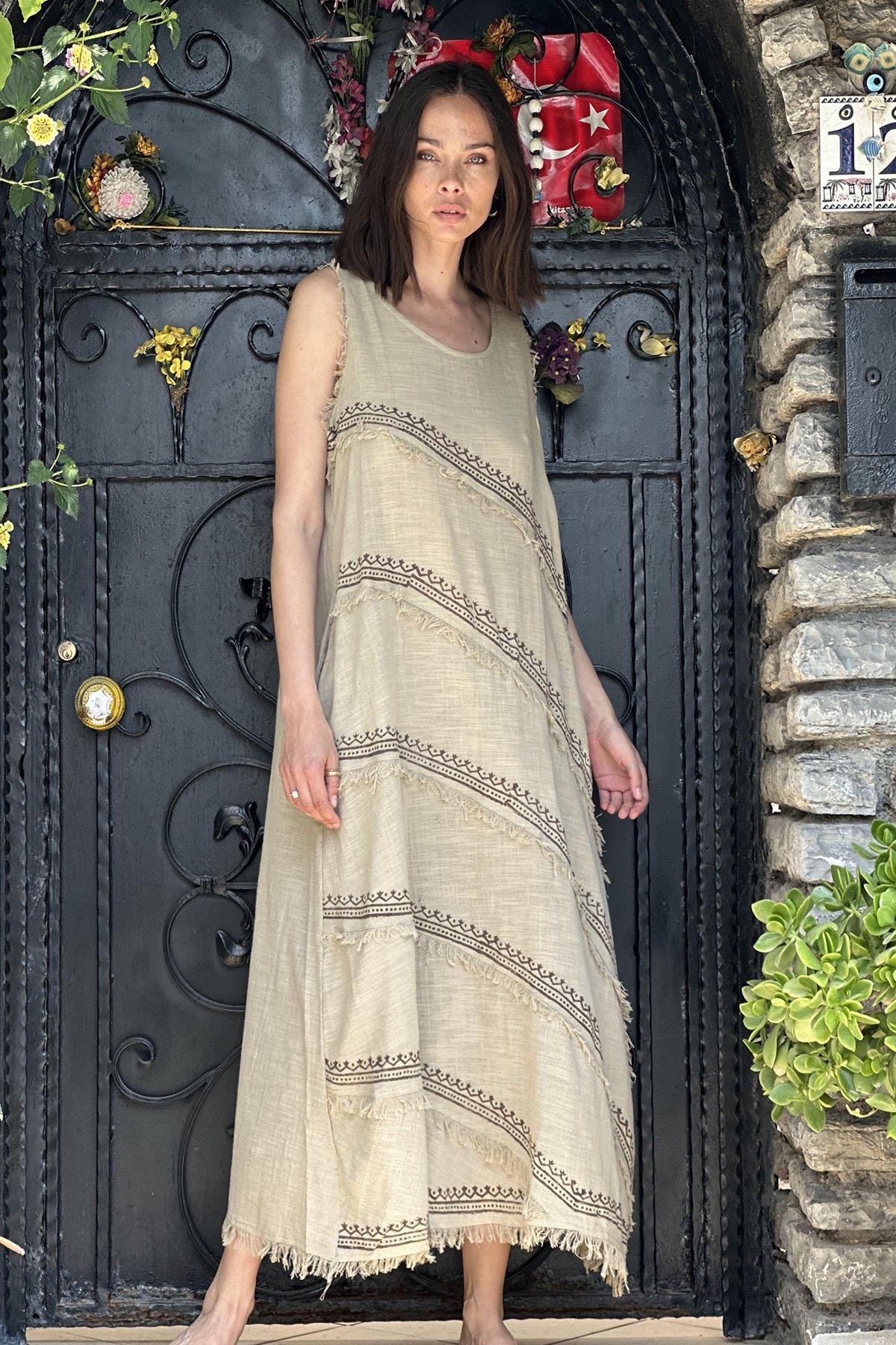 Light Brown Layered Sleeveless Dress