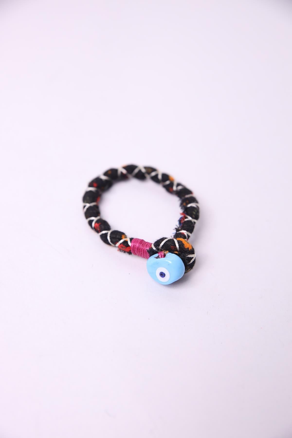 Nazar Boncuğu Detaylı Renkli Kumaş Tasarım Bileklik