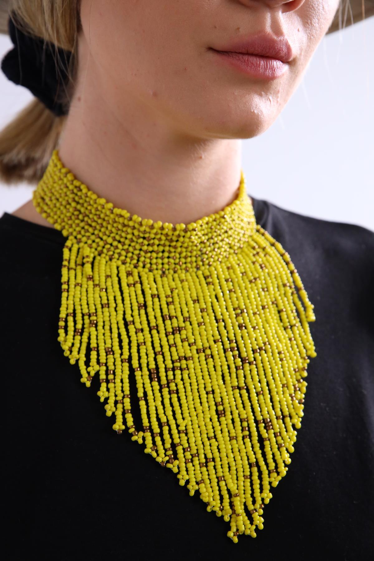  Sarı Önlük Tasarım Kolye