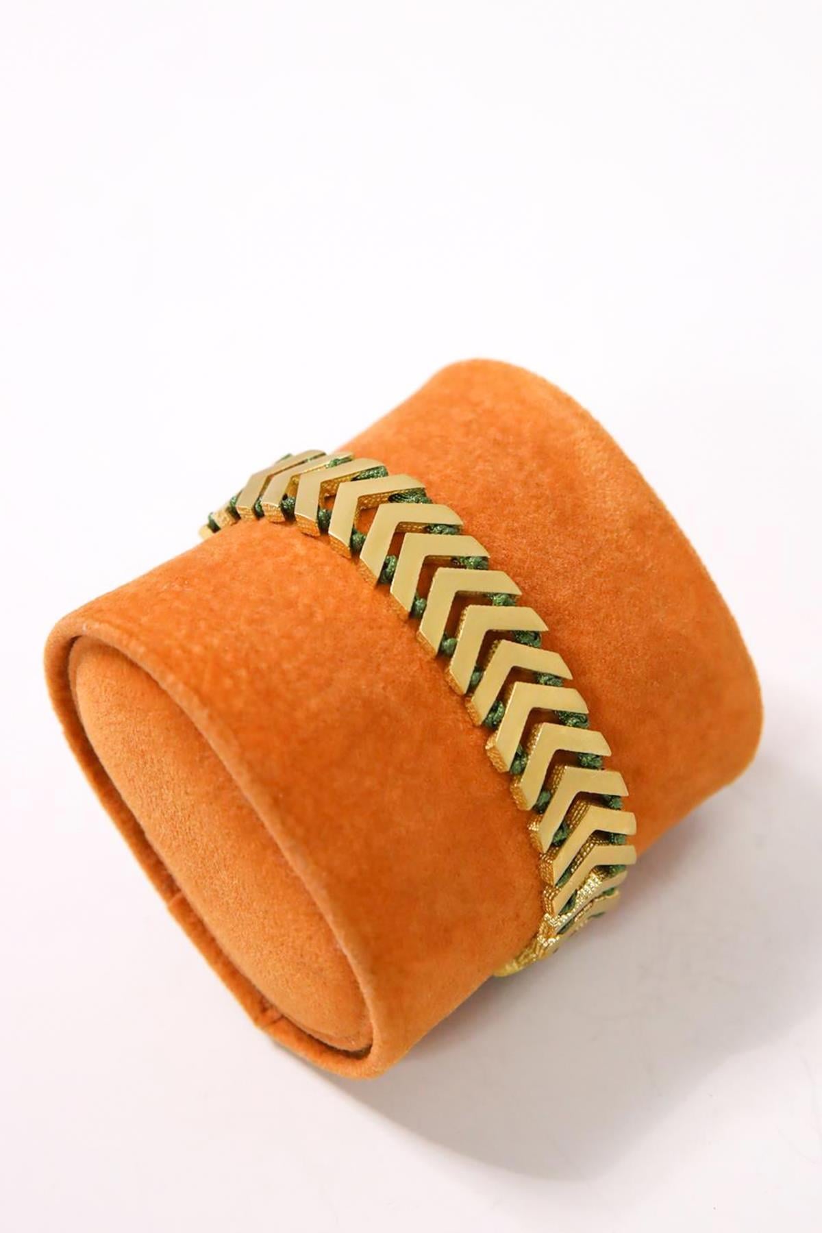 Alloy Madeni Yeşil İpli El Yapımı Bileklik - Şaman Butik Alloy Madeni Yeşil İpli El Yapımı Bileklik