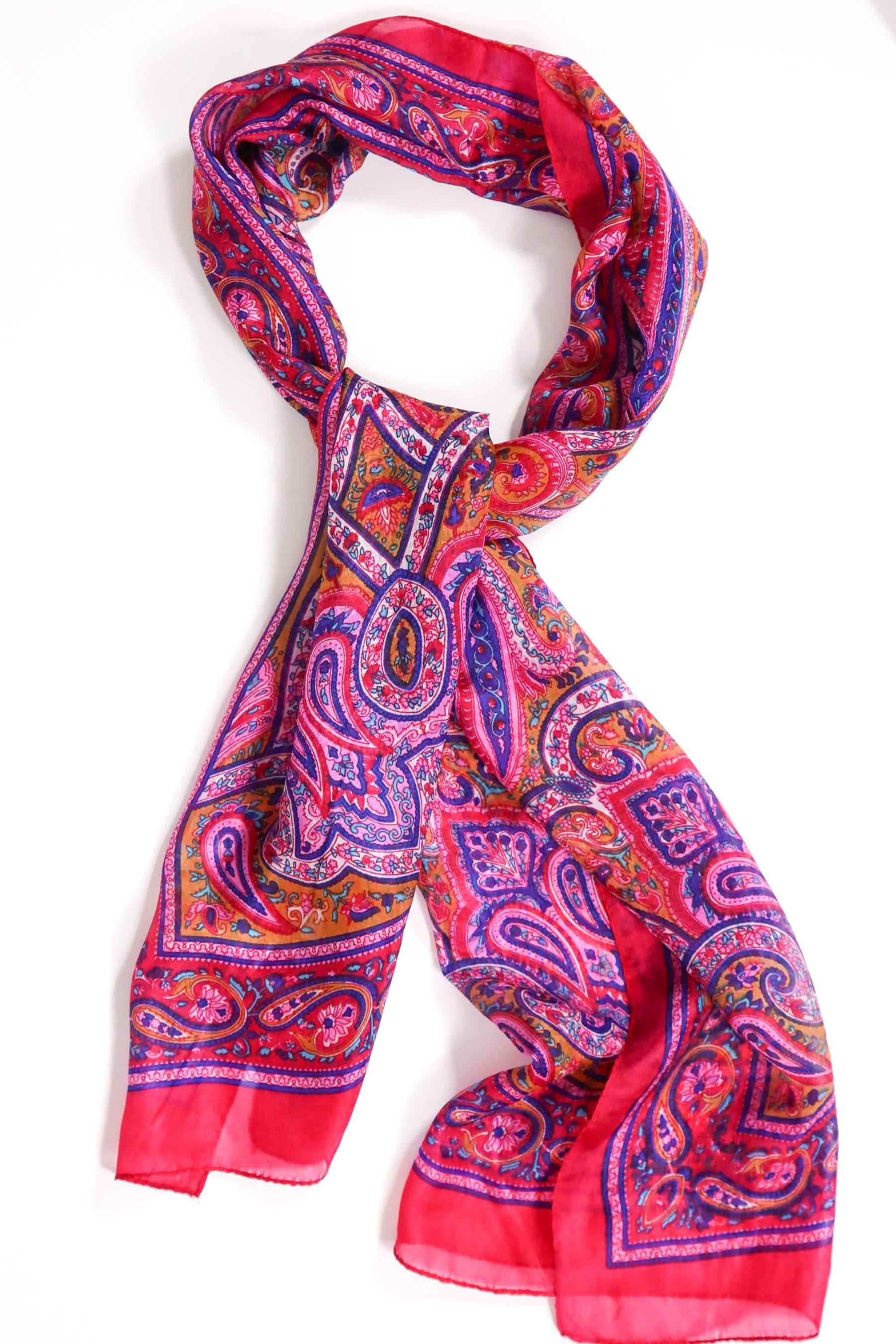 Fuşya Desenli İpek Şal - Şaman Butik Fuşya Desenli İpek Şal