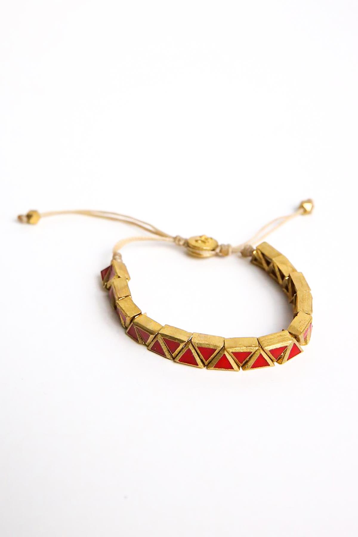  Kırmızı Üçgen Tasarım Ayarlanabilir Alloy Bileklik