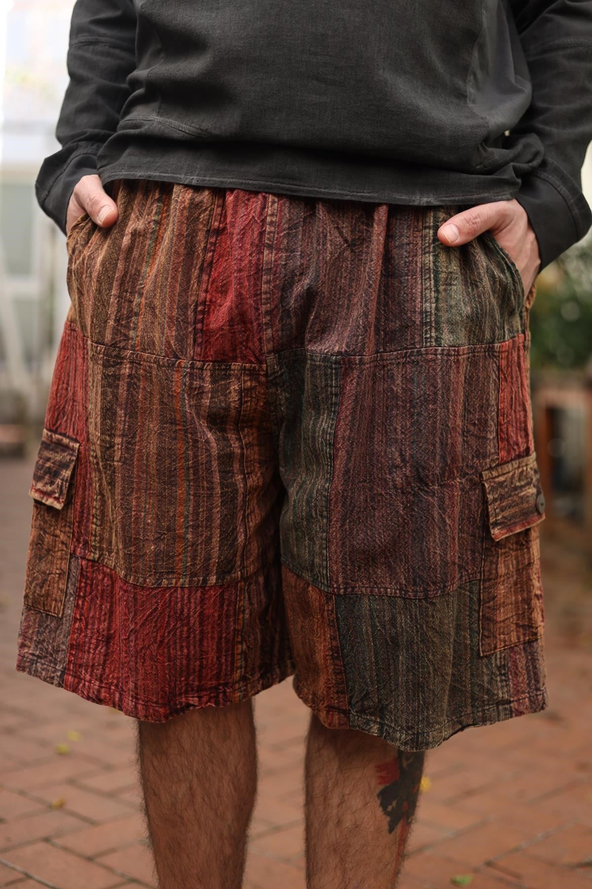 Kiremit Rengi Patchwork Kargo Şort