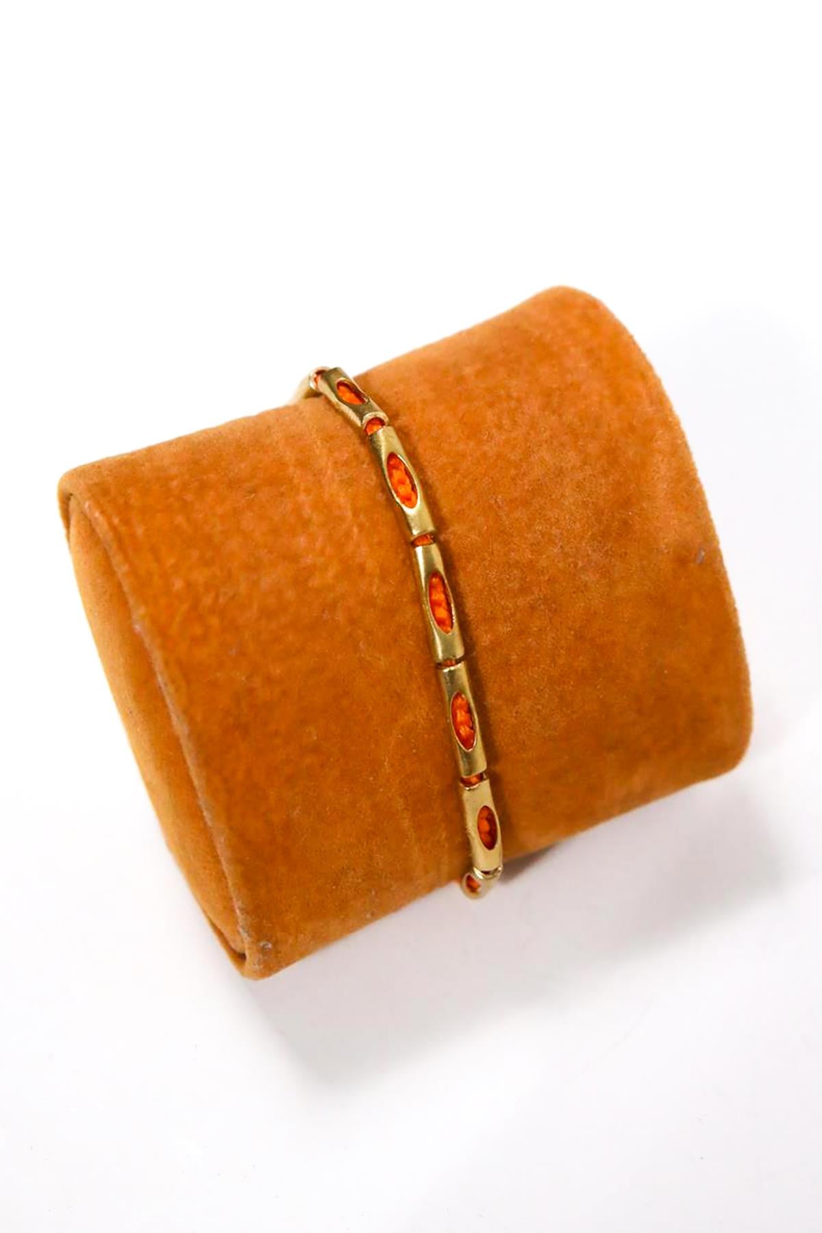 Turuncu İpli Bronz Bileklik - Şaman Butik Turuncu İpli Bronz Bileklik