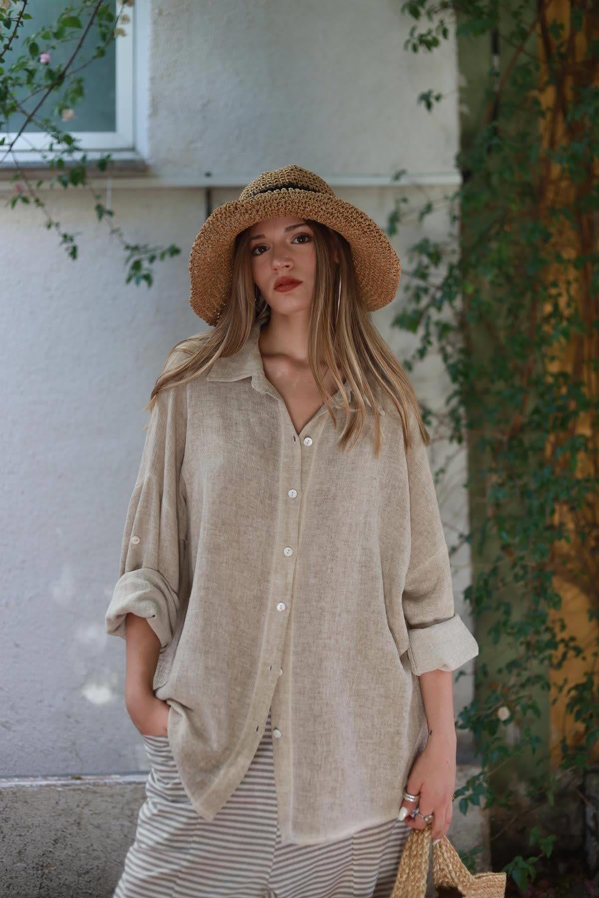 Cream Color Soft Linen Shirt