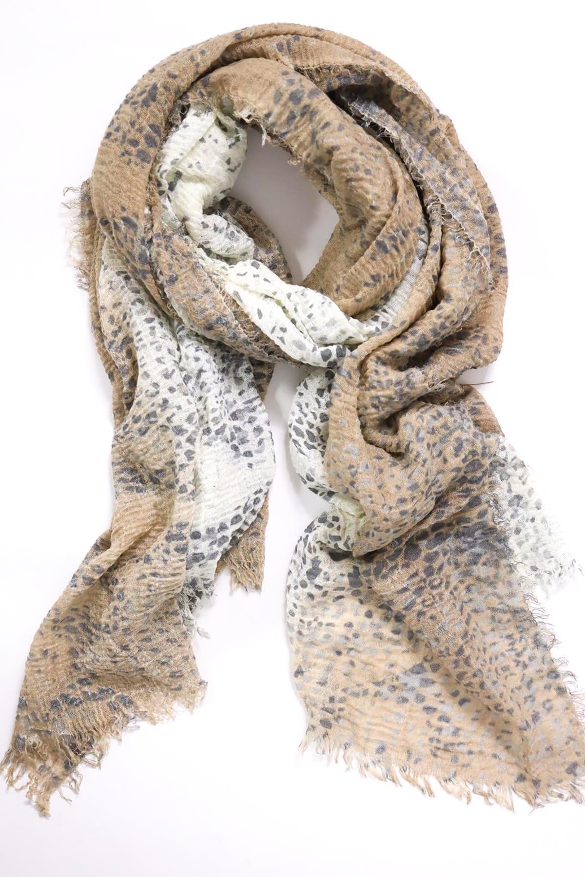 Sütlü Kahve Leopar Desenli Pamuk Şal - Şaman Butik Sütlü Kahve Leopar Desenli Pamuk Şal